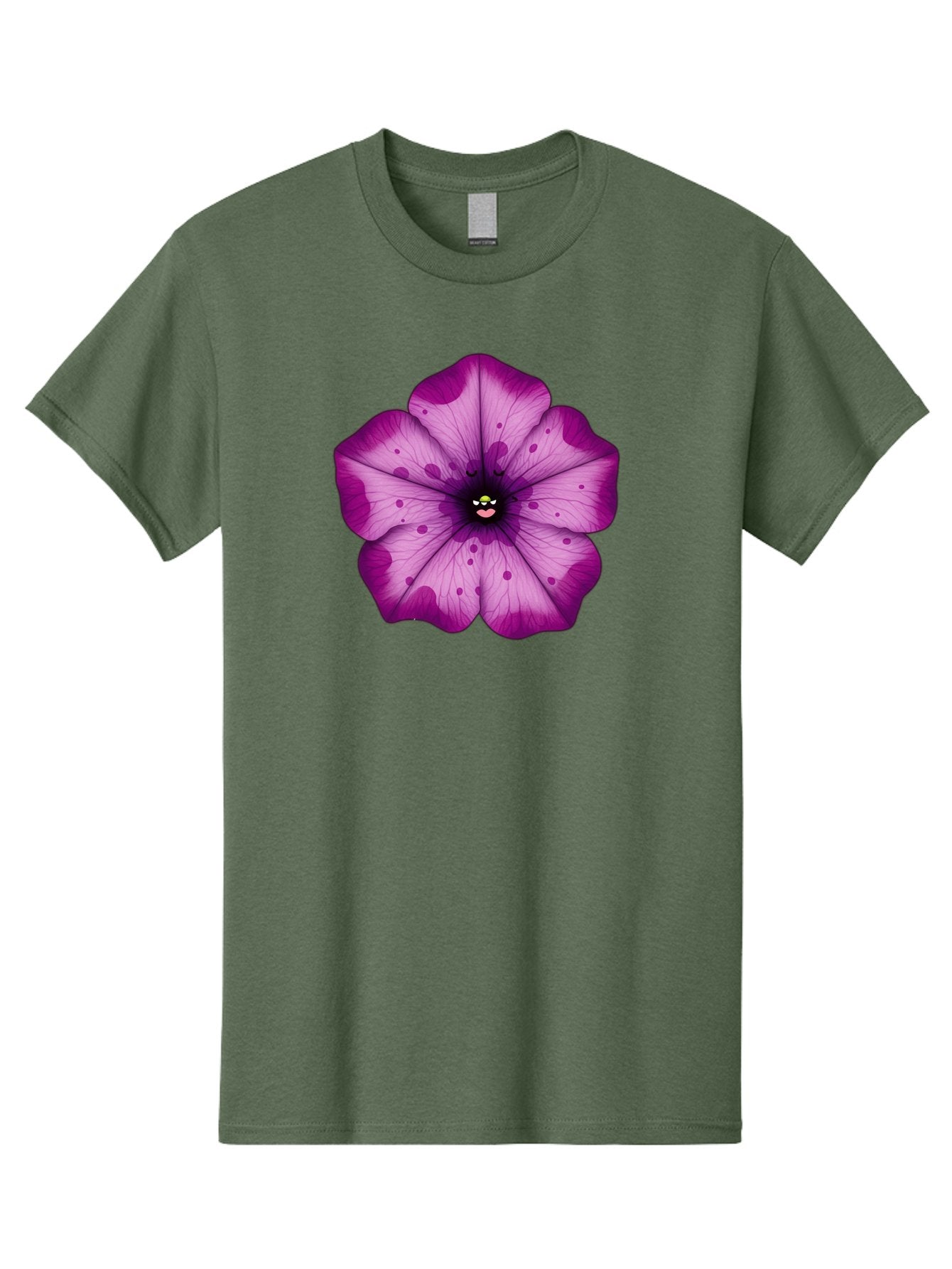 Purple-Flower Men'S Graphic Tee, 100% Cotton, Comfortable Casual Summer Wear, Machine Washable, Purple Flower, Cartoon Style, Vibrant Colors, Whimsical Design, Floral Pattern, Playful Character, Purple Petals, Spotty Design Bae243 15