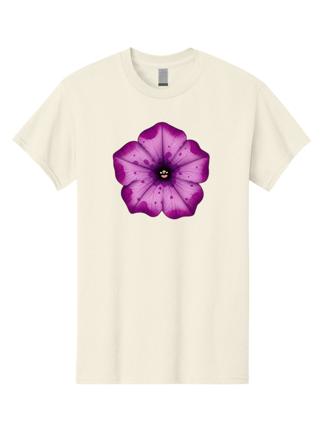 Purple-Flower Men'S Graphic Tee, 100% Cotton, Comfortable Casual Summer Wear, Machine Washable, Purple Flower, Cartoon Style, Vibrant Colors, Whimsical Design, Floral Pattern, Playful Character, Purple Petals, Spotty Design Bae243