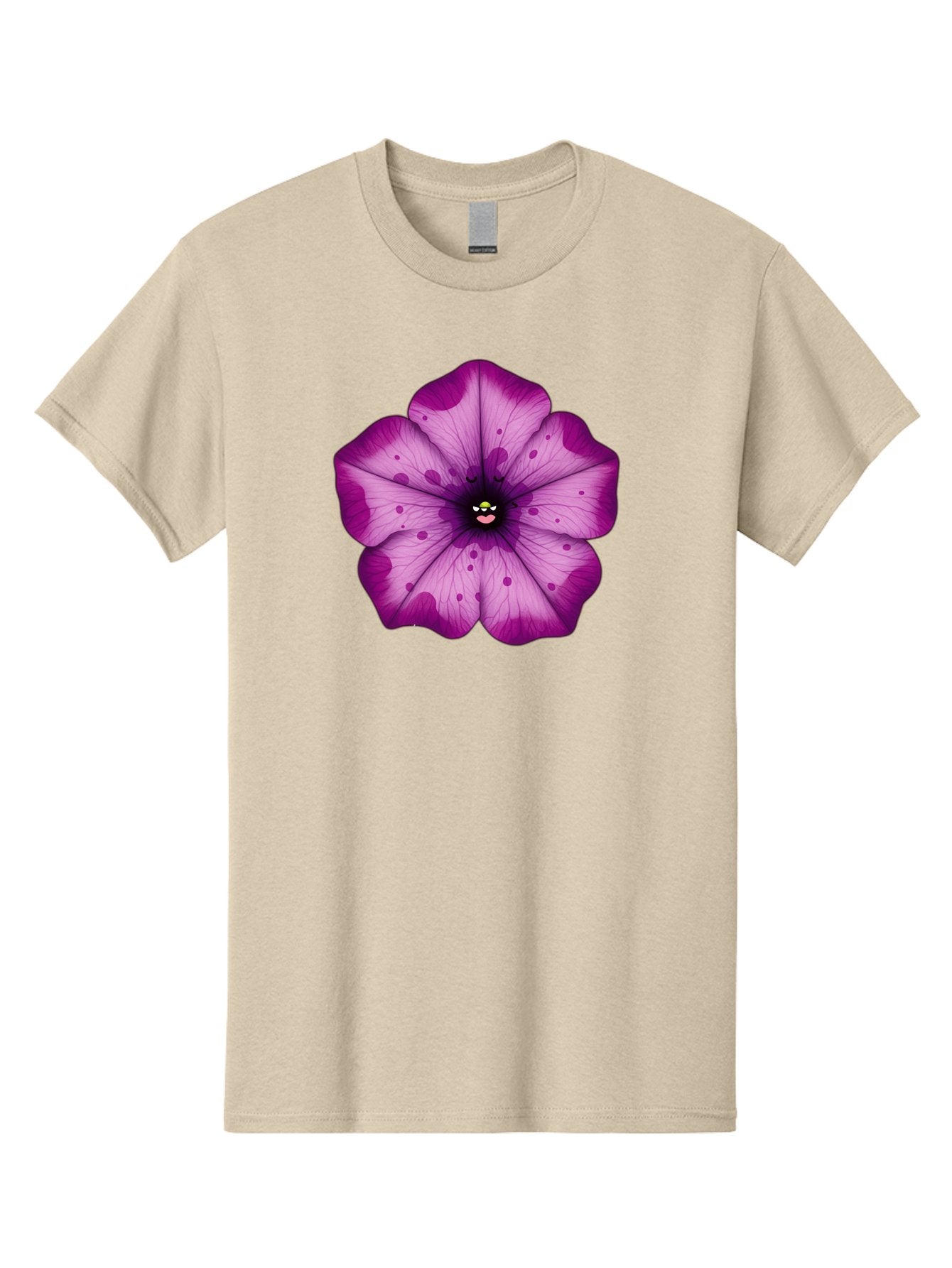 Purple-Flower Men'S Graphic Tee, 100% Cotton, Comfortable Casual Summer Wear, Machine Washable, Purple Flower, Cartoon Style, Vibrant Colors, Whimsical Design, Floral Pattern, Playful Character, Purple Petals, Spotty Design Bae243 9