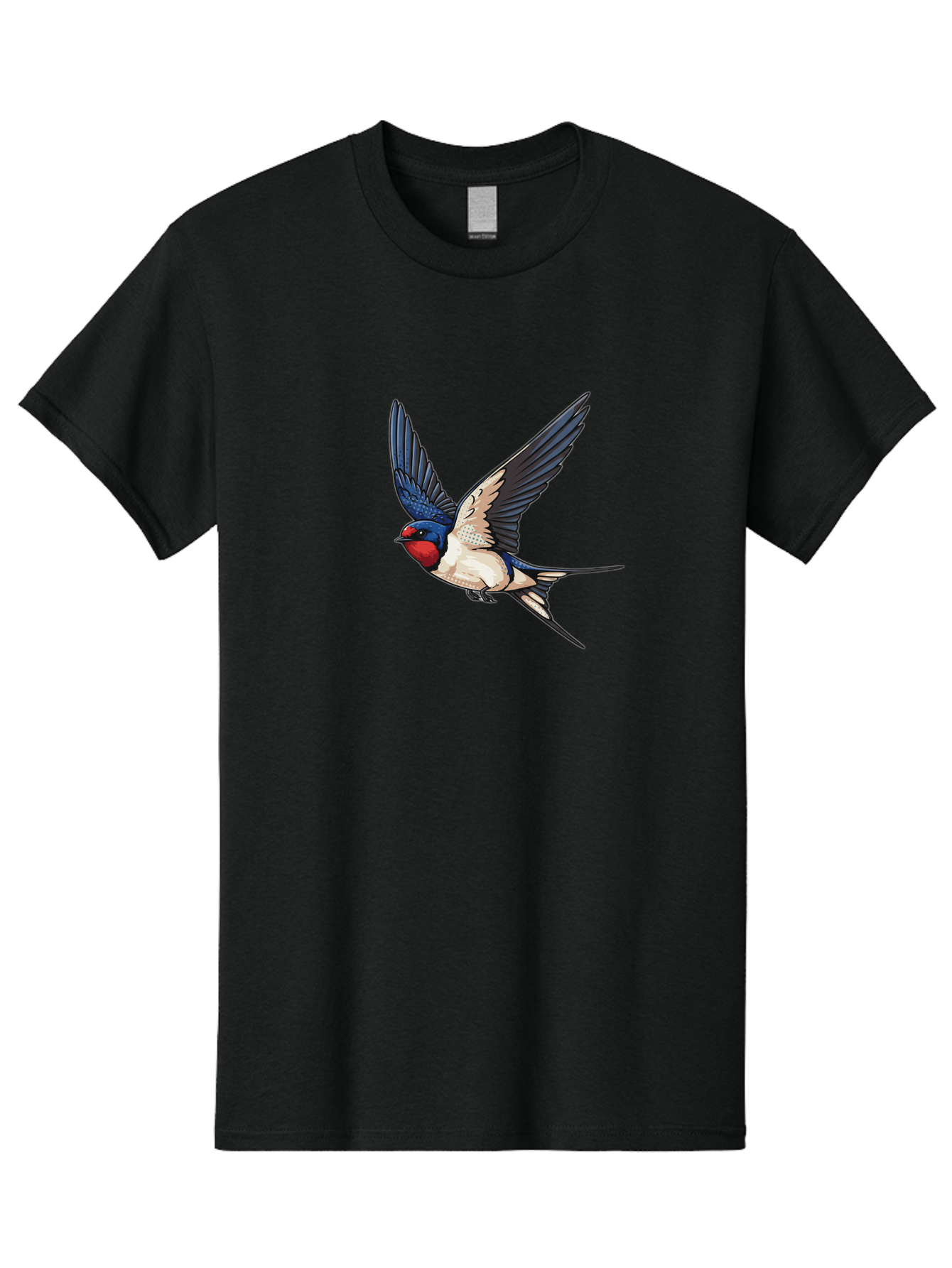 Red-Faced-Swallow Men'S Graphic Tee, 100% Cotton, Comfortable Casual Summer Wear, Machine Washable, Swallow In Flight, Bird Species, Wingspan, Feather Details, Red Face, Blue Wings, White Belly, Dynamic Pose, Wildlife Illustration, Avian Art Bae248