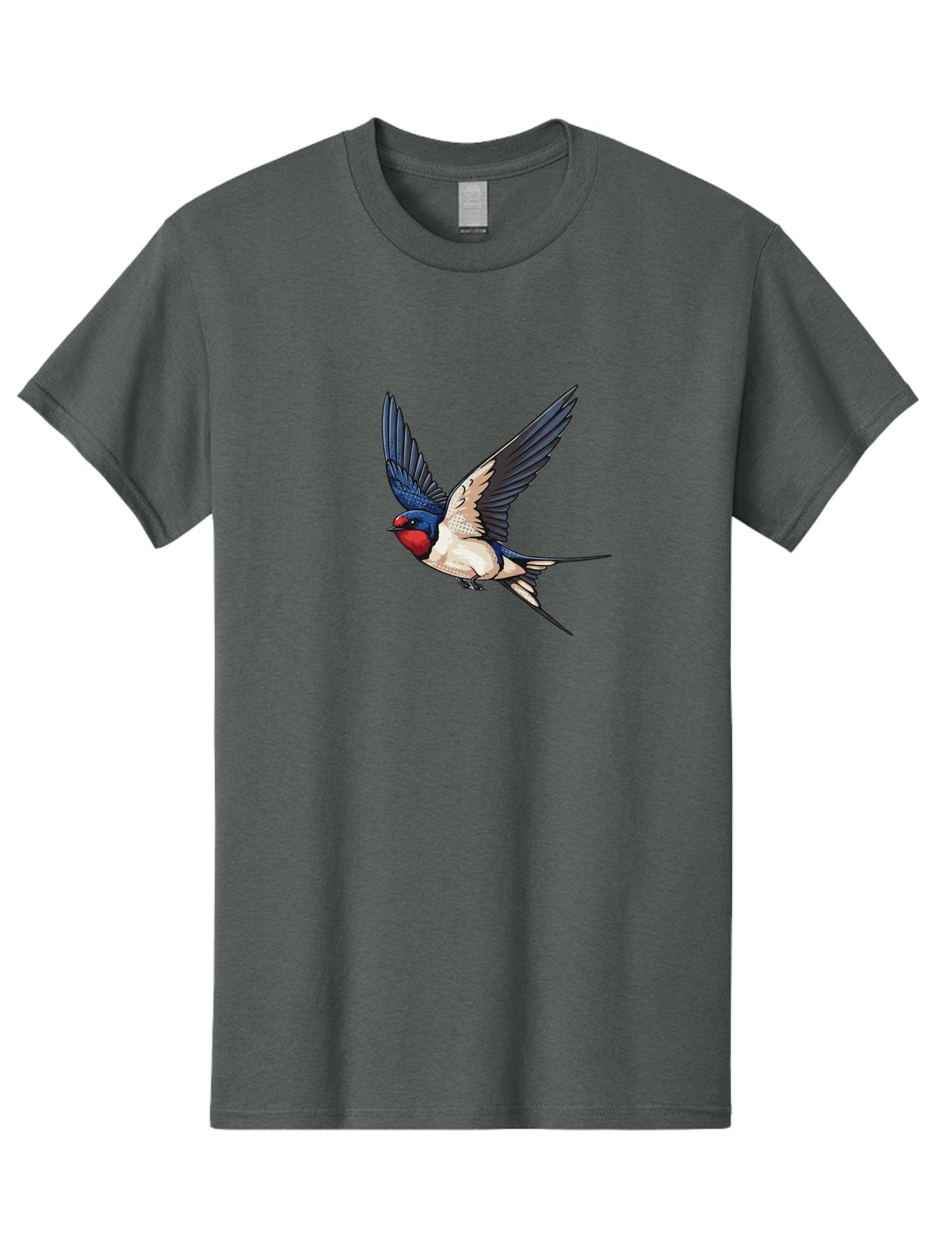 Red-Faced-Swallow Men'S Graphic Tee, 100% Cotton, Comfortable Casual Summer Wear, Machine Washable, Swallow In Flight, Bird Species, Wingspan, Feather Details, Red Face, Blue Wings, White Belly, Dynamic Pose, Wildlife Illustration, Avian Art Bae248 13