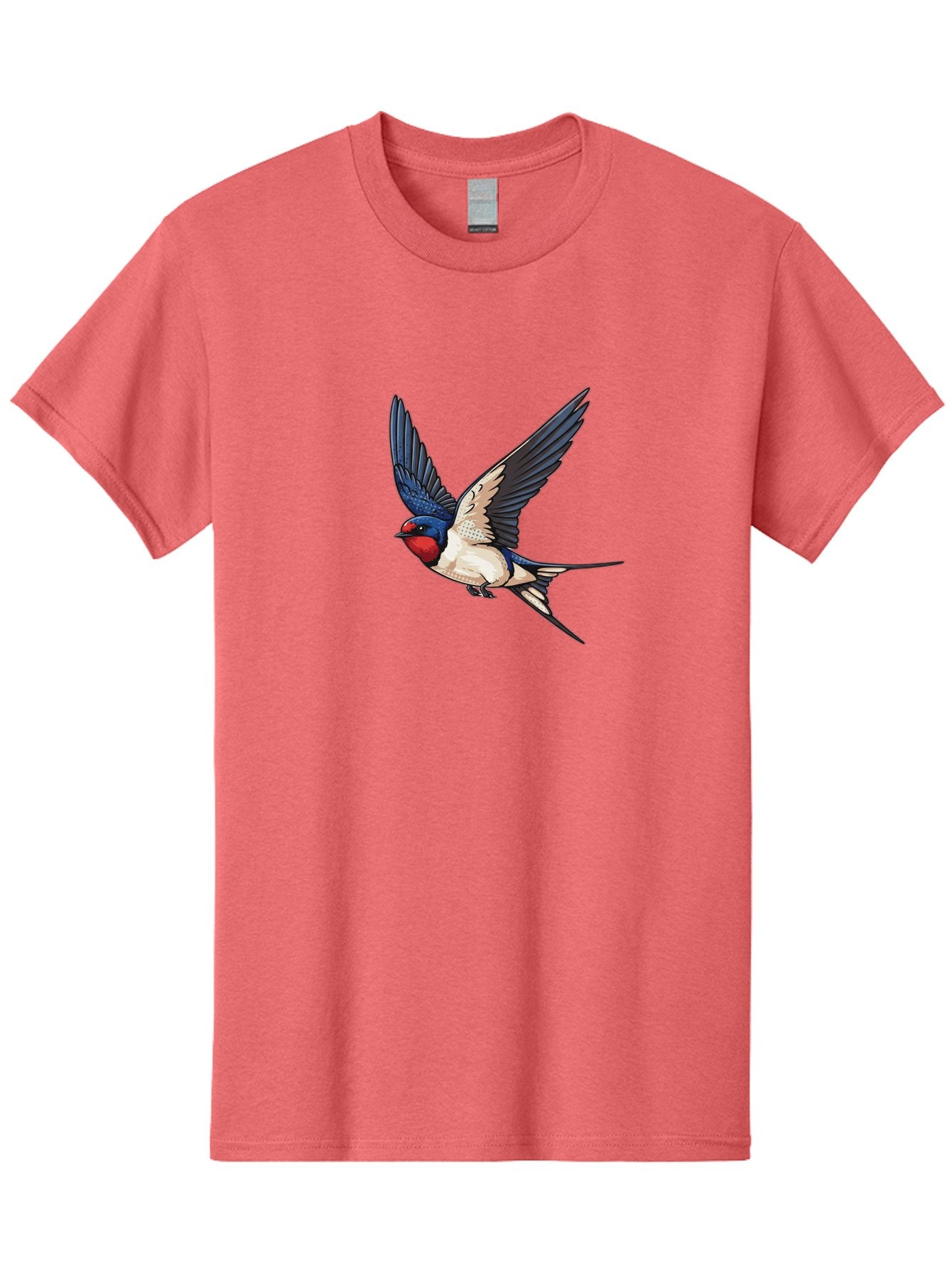 Red-Faced-Swallow Men'S Graphic Tee, 100% Cotton, Comfortable Casual Summer Wear, Machine Washable, Swallow In Flight, Bird Species, Wingspan, Feather Details, Red Face, Blue Wings, White Belly, Dynamic Pose, Wildlife Illustration, Avian Art Bae248 12