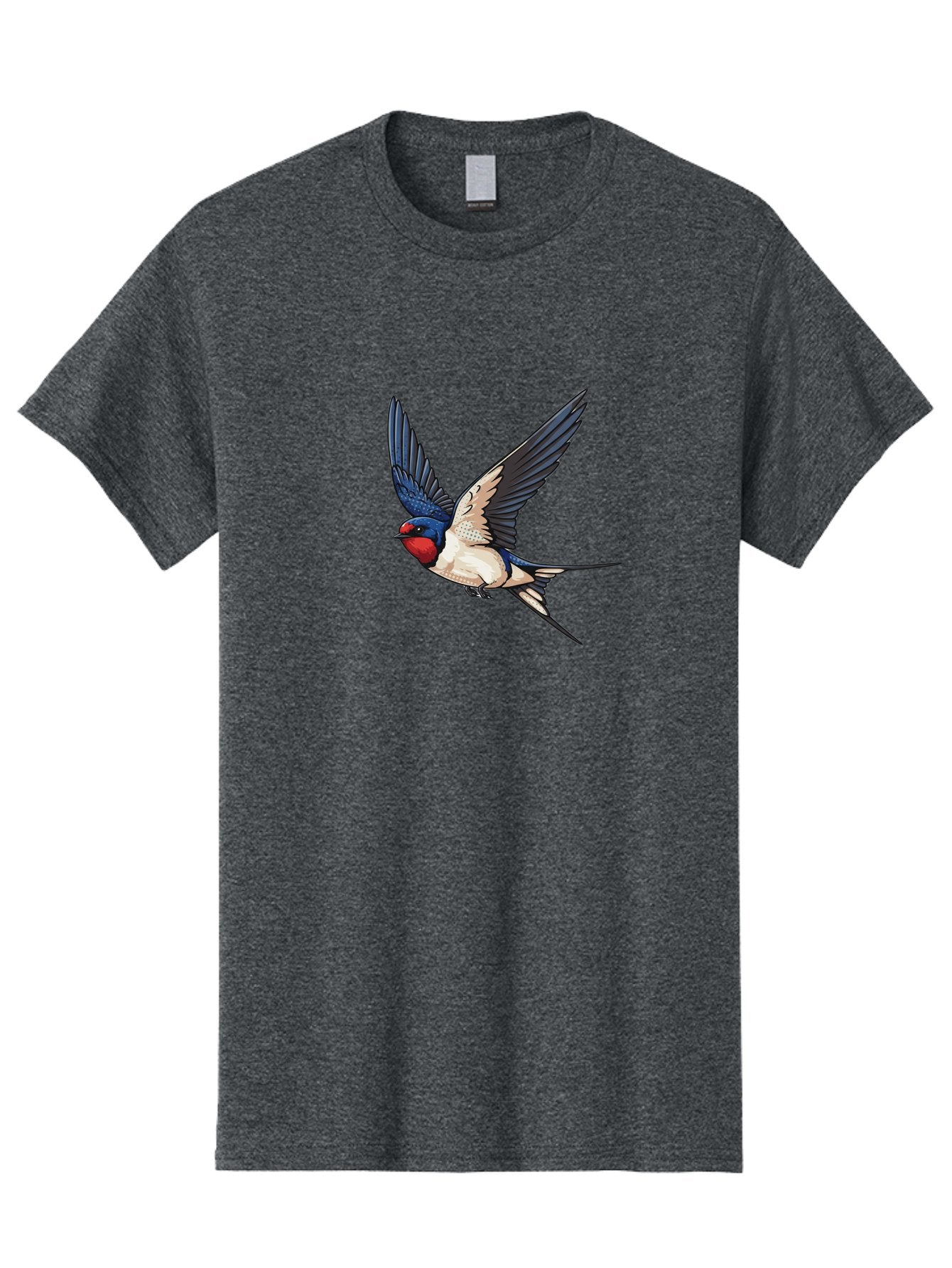 Red-Faced-Swallow Men'S Graphic Tee, 100% Cotton, Comfortable Casual Summer Wear, Machine Washable, Swallow In Flight, Bird Species, Wingspan, Feather Details, Red Face, Blue Wings, White Belly, Dynamic Pose, Wildlife Illustration, Avian Art Bae248 15