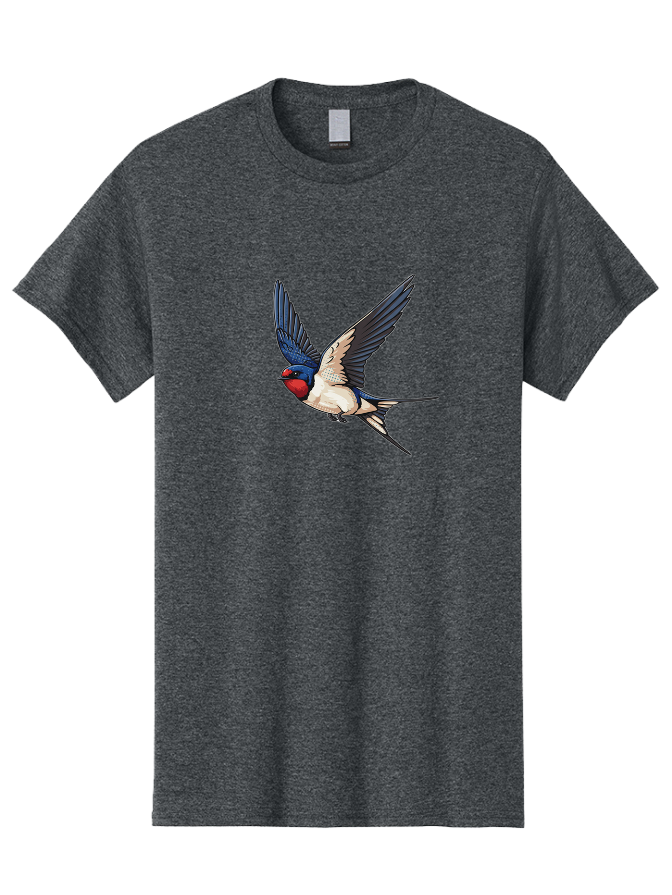 Red-Faced-Swallow Men'S Graphic Tee, 100% Cotton, Comfortable Casual Summer Wear, Machine Washable, Swallow In Flight, Bird Species, Wingspan, Feather Details, Red Face, Blue Wings, White Belly, Dynamic Pose, Wildlife Illustration, Avian Art Bae248