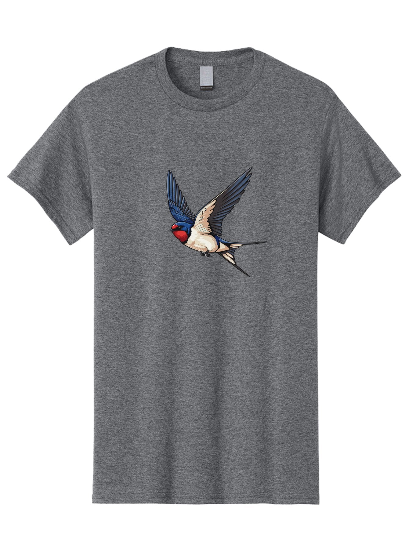 Red-Faced-Swallow Men'S Graphic Tee, 100% Cotton, Comfortable Casual Summer Wear, Machine Washable, Swallow In Flight, Bird Species, Wingspan, Feather Details, Red Face, Blue Wings, White Belly, Dynamic Pose, Wildlife Illustration, Avian Art Bae248