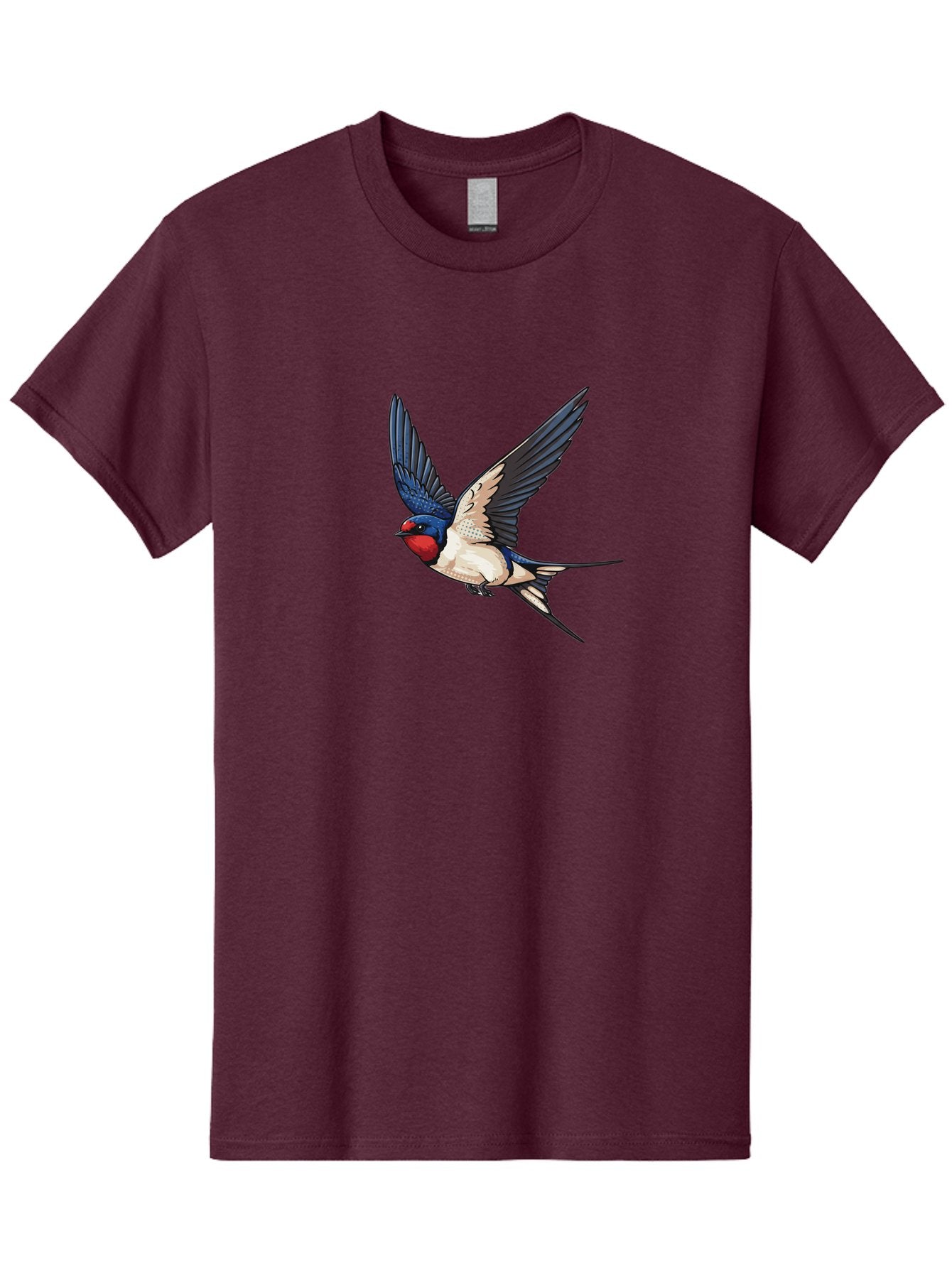 Red-Faced-Swallow Men'S Graphic Tee, 100% Cotton, Comfortable Casual Summer Wear, Machine Washable, Swallow In Flight, Bird Species, Wingspan, Feather Details, Red Face, Blue Wings, White Belly, Dynamic Pose, Wildlife Illustration, Avian Art Bae248 9