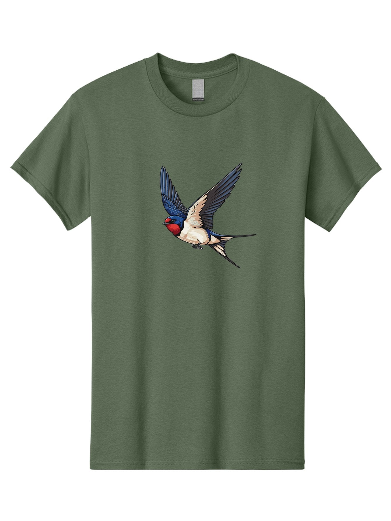 Red-Faced-Swallow Men'S Graphic Tee, 100% Cotton, Comfortable Casual Summer Wear, Machine Washable, Swallow In Flight, Bird Species, Wingspan, Feather Details, Red Face, Blue Wings, White Belly, Dynamic Pose, Wildlife Illustration, Avian Art Bae248 11