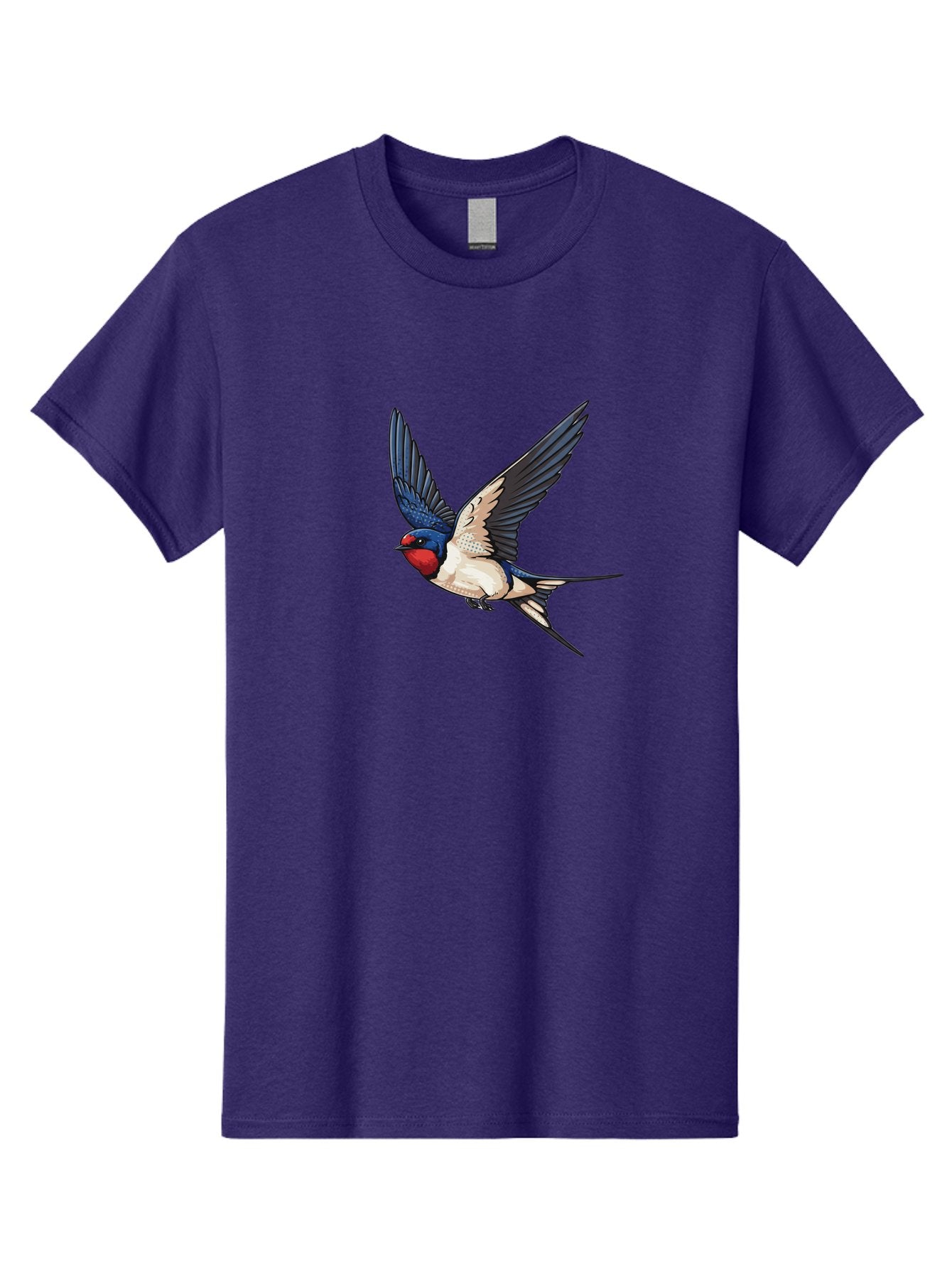 Red-Faced-Swallow Men'S Graphic Tee, 100% Cotton, Comfortable Casual Summer Wear, Machine Washable, Swallow In Flight, Bird Species, Wingspan, Feather Details, Red Face, Blue Wings, White Belly, Dynamic Pose, Wildlife Illustration, Avian Art Bae248 8