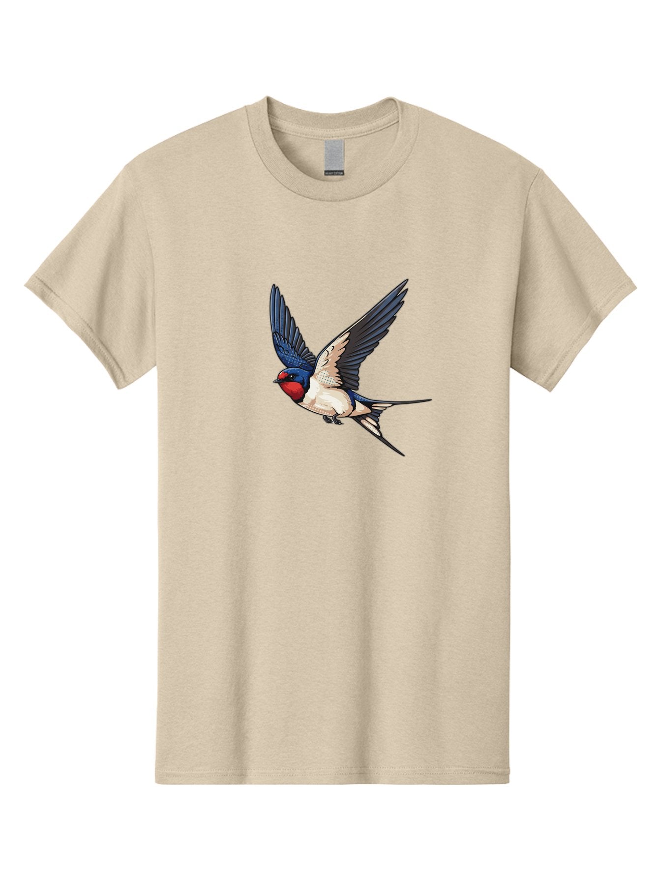 Red-Faced-Swallow Men'S Graphic Tee, 100% Cotton, Comfortable Casual Summer Wear, Machine Washable, Swallow In Flight, Bird Species, Wingspan, Feather Details, Red Face, Blue Wings, White Belly, Dynamic Pose, Wildlife Illustration, Avian Art Bae248 6