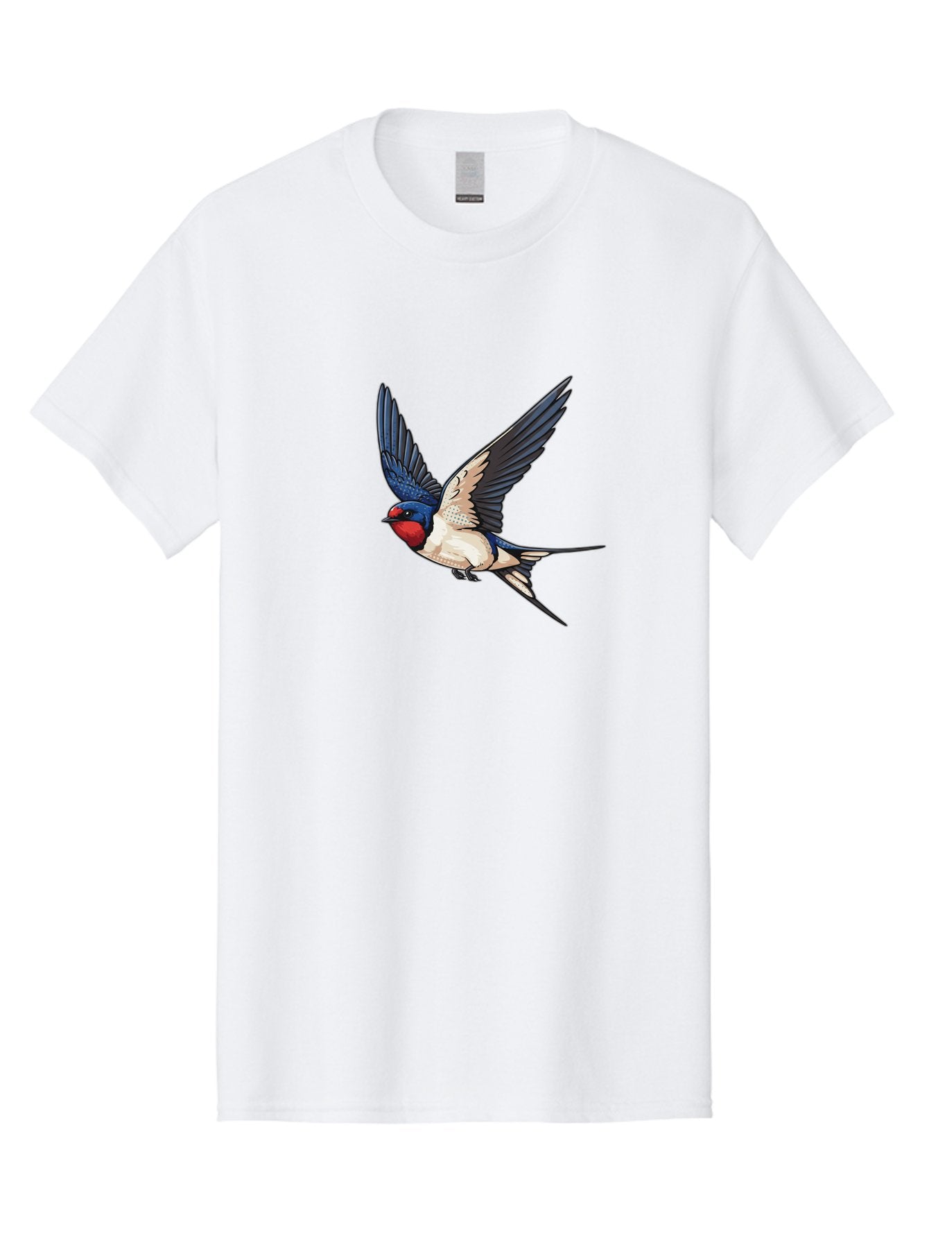 Red-Faced-Swallow Men'S Graphic Tee, 100% Cotton, Comfortable Casual Summer Wear, Machine Washable, Swallow In Flight, Bird Species, Wingspan, Feather Details, Red Face, Blue Wings, White Belly, Dynamic Pose, Wildlife Illustration, Avian Art Bae248 3