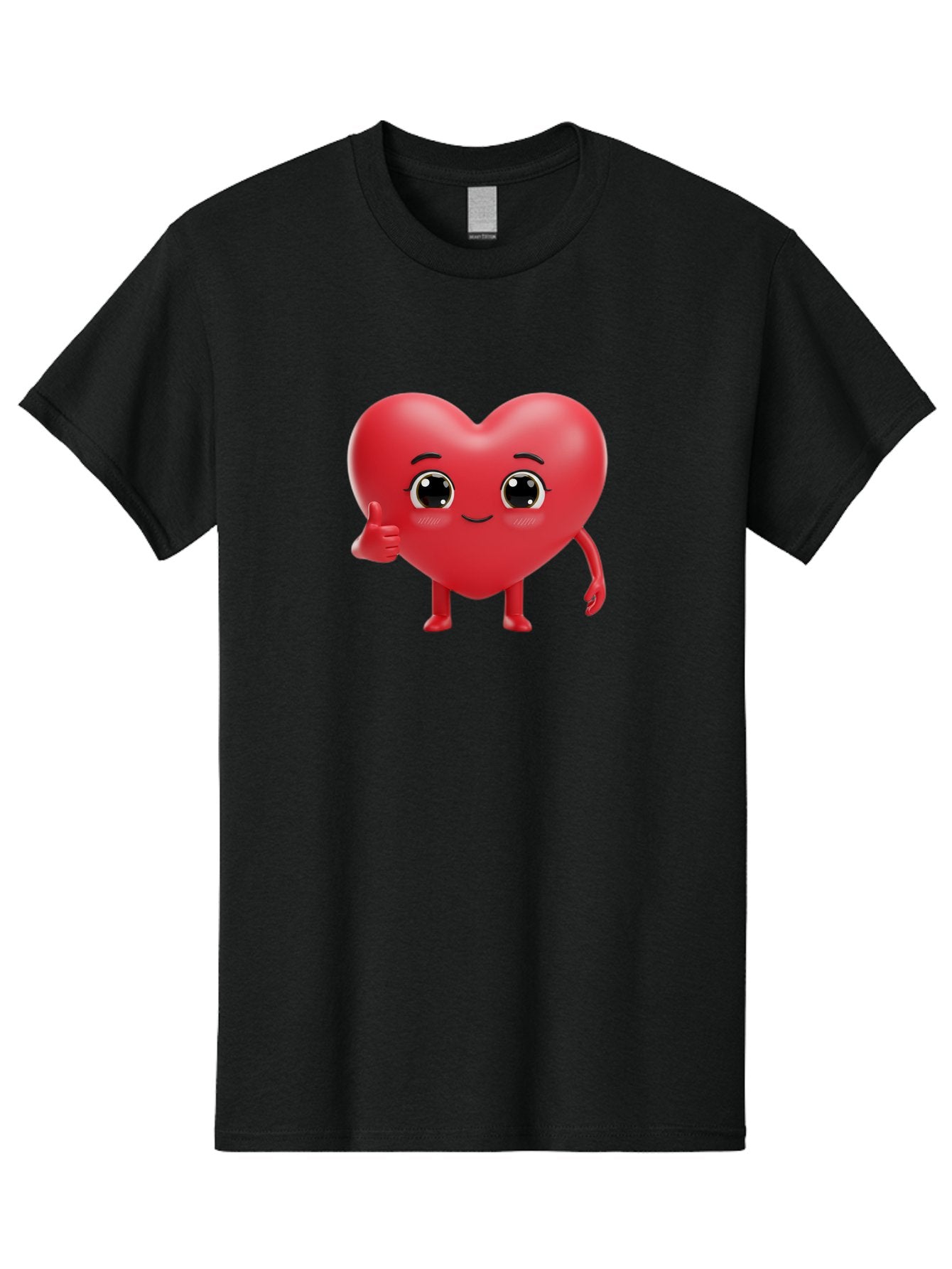 Red-Heart-Character-1 Men'S Graphic Tee, 100% Cotton, Comfortable Casual Summer Wear, Machine Washable, Cartoon Heart, Smiling Face, Thumbs Up, Cute Character, Heart Emoji, Love Symbol, Friendly Icon, Digital Illustration, 3D Rendering, Bae249 8