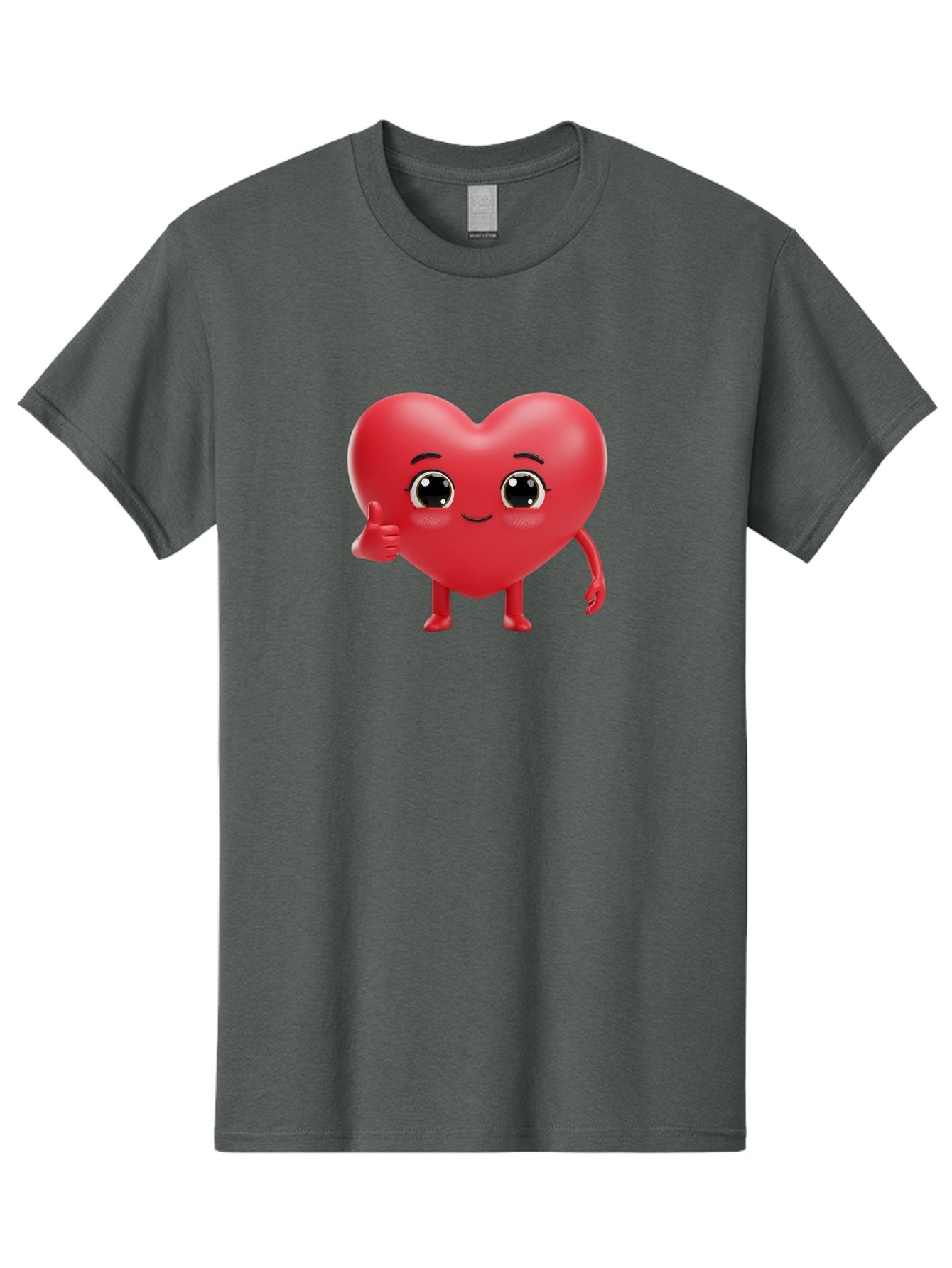Red-Heart-Character-1 Men'S Graphic Tee, 100% Cotton, Comfortable Casual Summer Wear, Machine Washable, Cartoon Heart, Smiling Face, Thumbs Up, Cute Character, Heart Emoji, Love Symbol, Friendly Icon, Digital Illustration, 3D Rendering, Bae249 3