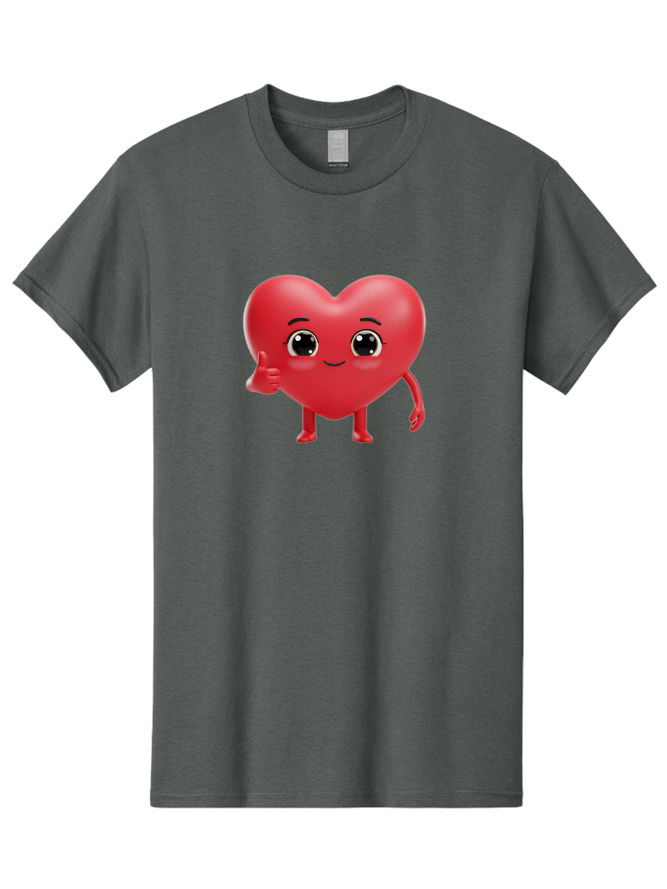 Red-Heart-Character-1 Men'S Graphic Tee, 100% Cotton, Comfortable Casual Summer Wear, Machine Washable, Cartoon Heart, Smiling Face, Thumbs Up, Cute Character, Heart Emoji, Love Symbol, Friendly Icon, Digital Illustration, 3D Rendering, Bae249 9