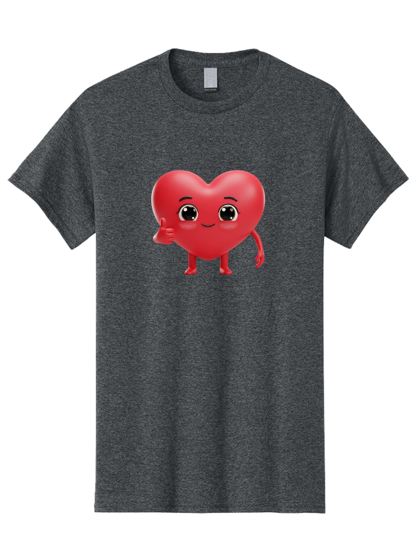 Red-Heart-Character-1 Men'S Graphic Tee, 100% Cotton, Comfortable Casual Summer Wear, Machine Washable, Cartoon Heart, Smiling Face, Thumbs Up, Cute Character, Heart Emoji, Love Symbol, Friendly Icon, Digital Illustration, 3D Rendering, Bae249