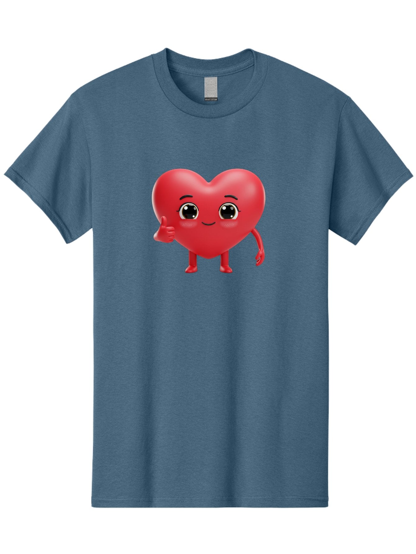 Red-Heart-Character-1 Men'S Graphic Tee, 100% Cotton, Comfortable Casual Summer Wear, Machine Washable, Cartoon Heart, Smiling Face, Thumbs Up, Cute Character, Heart Emoji, Love Symbol, Friendly Icon, Digital Illustration, 3D Rendering, Bae249 6