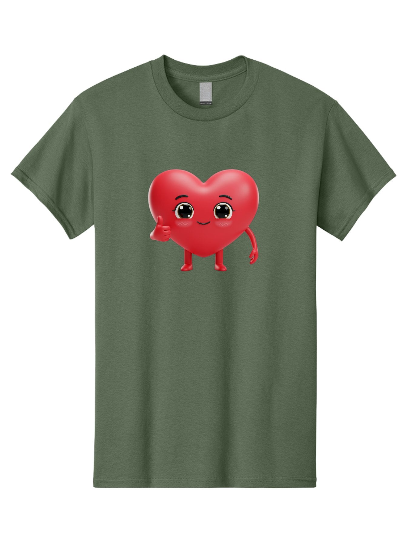 Red-Heart-Character-1 Men'S Graphic Tee, 100% Cotton, Comfortable Casual Summer Wear, Machine Washable, Cartoon Heart, Smiling Face, Thumbs Up, Cute Character, Heart Emoji, Love Symbol, Friendly Icon, Digital Illustration, 3D Rendering, Bae249 14