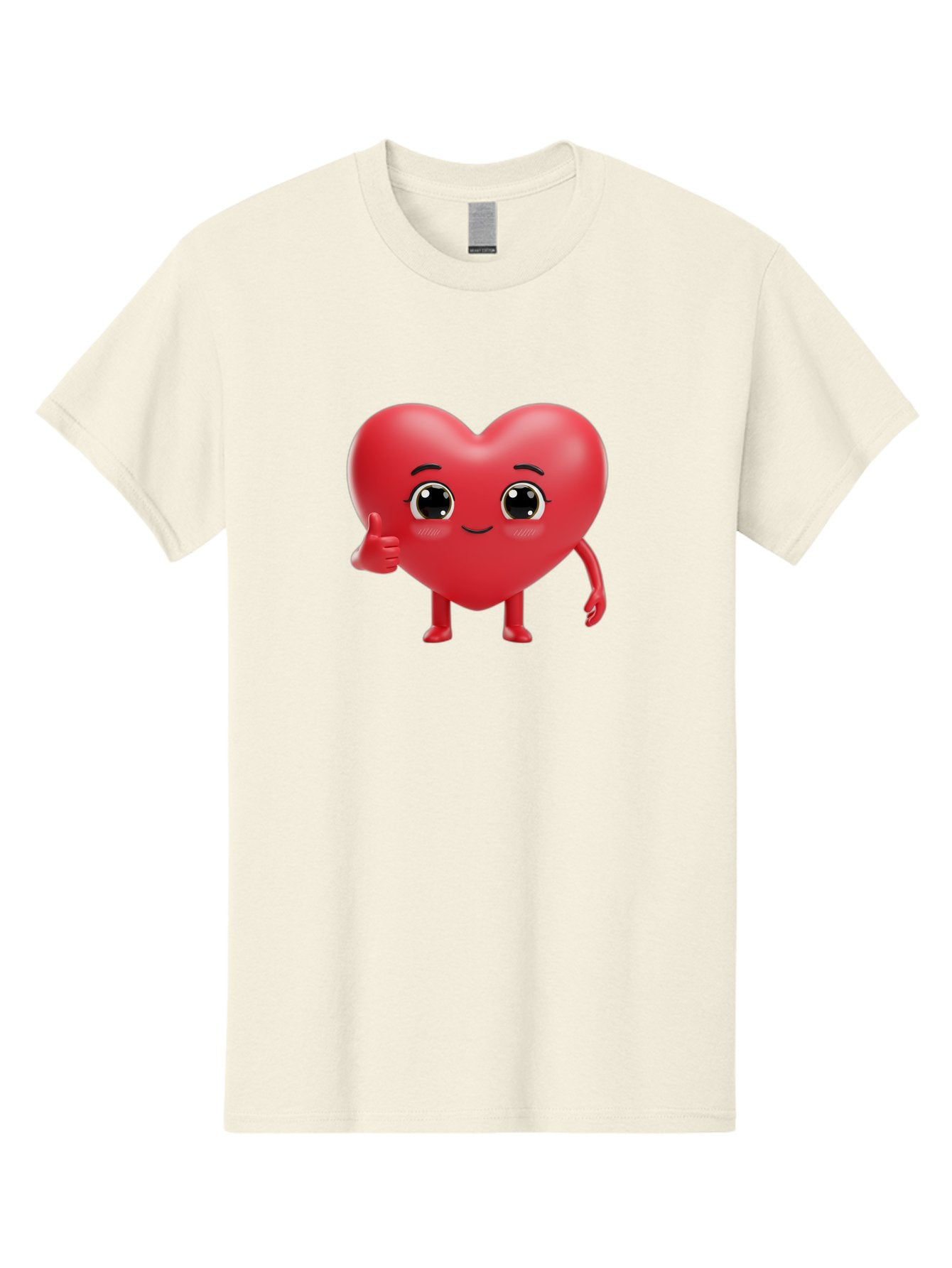 Red-Heart-Character-1 Men'S Graphic Tee, 100% Cotton, Comfortable Casual Summer Wear, Machine Washable, Cartoon Heart, Smiling Face, Thumbs Up, Cute Character, Heart Emoji, Love Symbol, Friendly Icon, Digital Illustration, 3D Rendering, Bae249 11