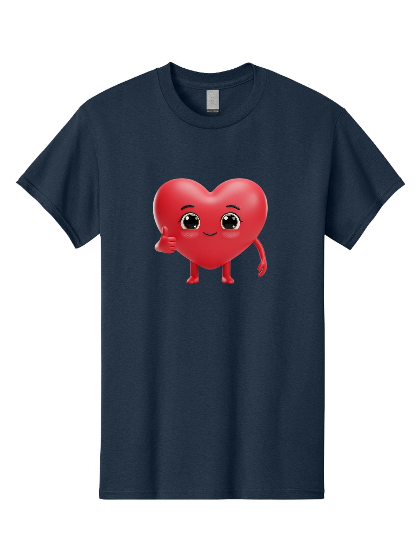 Red-Heart-Character-1 Men'S Graphic Tee, 100% Cotton, Comfortable Casual Summer Wear, Machine Washable, Cartoon Heart, Smiling Face, Thumbs Up, Cute Character, Heart Emoji, Love Symbol, Friendly Icon, Digital Illustration, 3D Rendering, Bae249