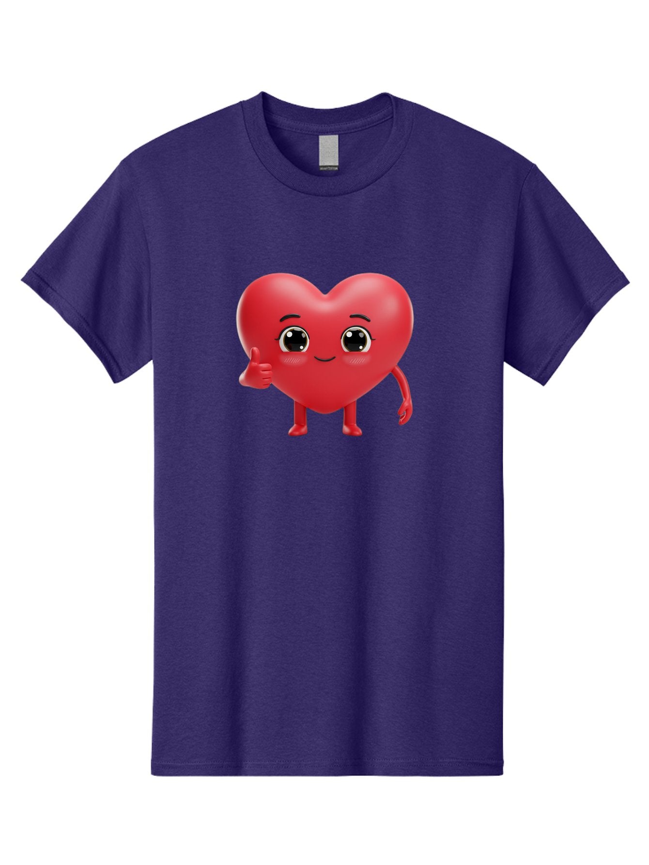 Red-Heart-Character-1 Men'S Graphic Tee, 100% Cotton, Comfortable Casual Summer Wear, Machine Washable, Cartoon Heart, Smiling Face, Thumbs Up, Cute Character, Heart Emoji, Love Symbol, Friendly Icon, Digital Illustration, 3D Rendering, Bae249 7