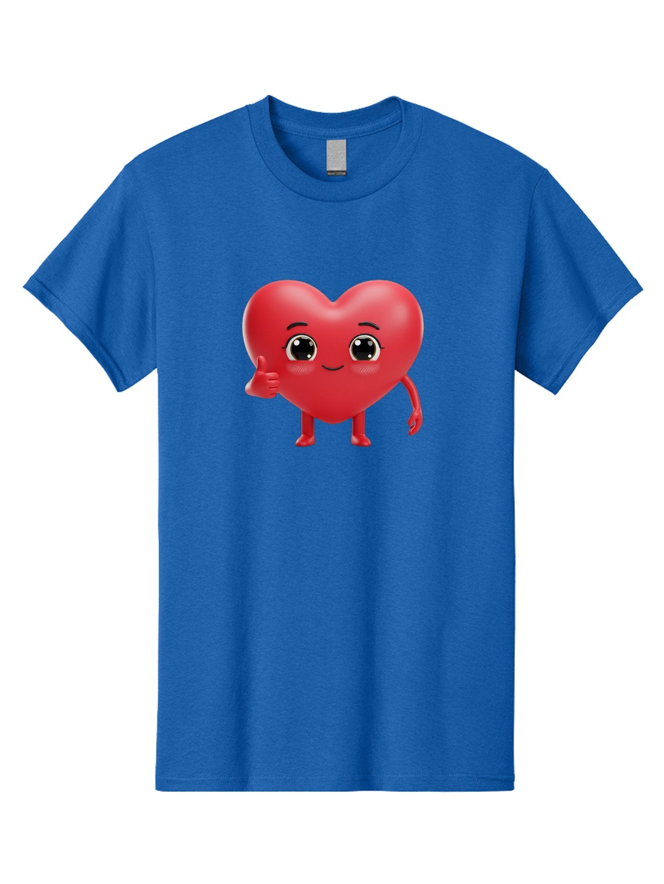 Red-Heart-Character-1 Men'S Graphic Tee, 100% Cotton, Comfortable Casual Summer Wear, Machine Washable, Cartoon Heart, Smiling Face, Thumbs Up, Cute Character, Heart Emoji, Love Symbol, Friendly Icon, Digital Illustration, 3D Rendering, Bae249 13
