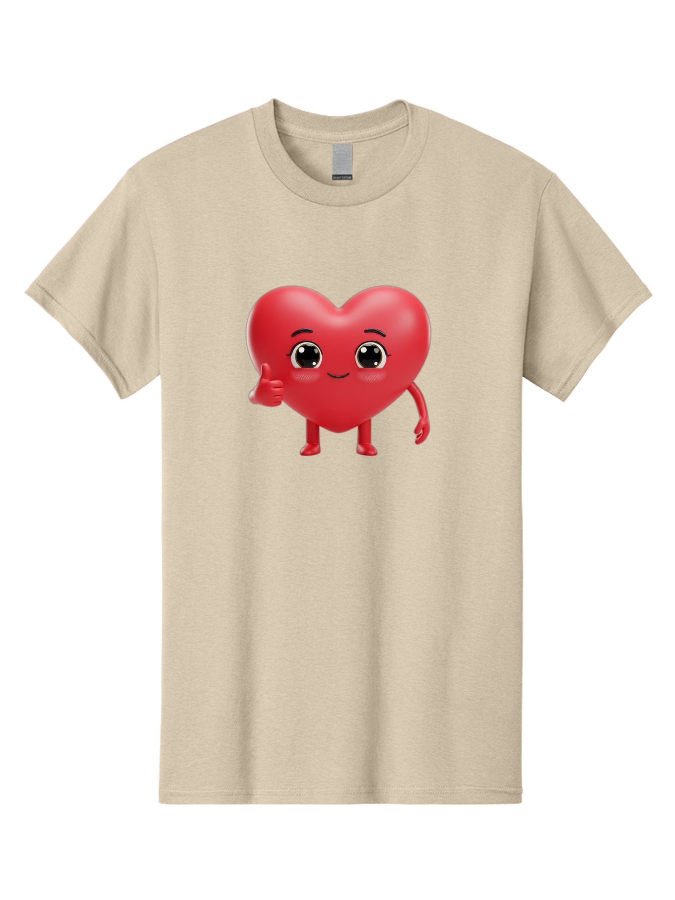 Red-Heart-Character-1 Men'S Graphic Tee, 100% Cotton, Comfortable Casual Summer Wear, Machine Washable, Cartoon Heart, Smiling Face, Thumbs Up, Cute Character, Heart Emoji, Love Symbol, Friendly Icon, Digital Illustration, 3D Rendering, Bae249 10