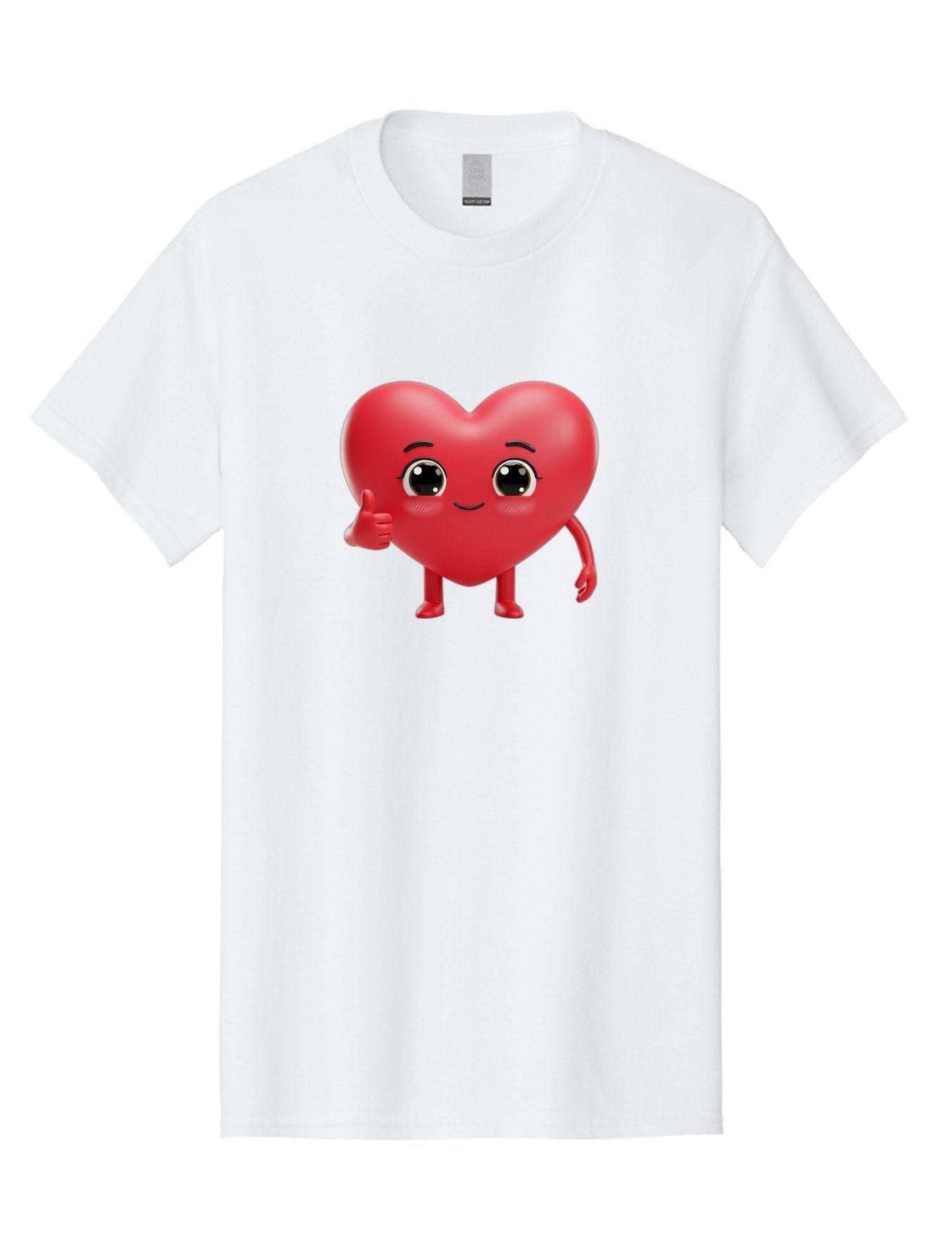 Red-Heart-Character-1 Men'S Graphic Tee, 100% Cotton, Comfortable Casual Summer Wear, Machine Washable, Cartoon Heart, Smiling Face, Thumbs Up, Cute Character, Heart Emoji, Love Symbol, Friendly Icon, Digital Illustration, 3D Rendering, Bae249 12