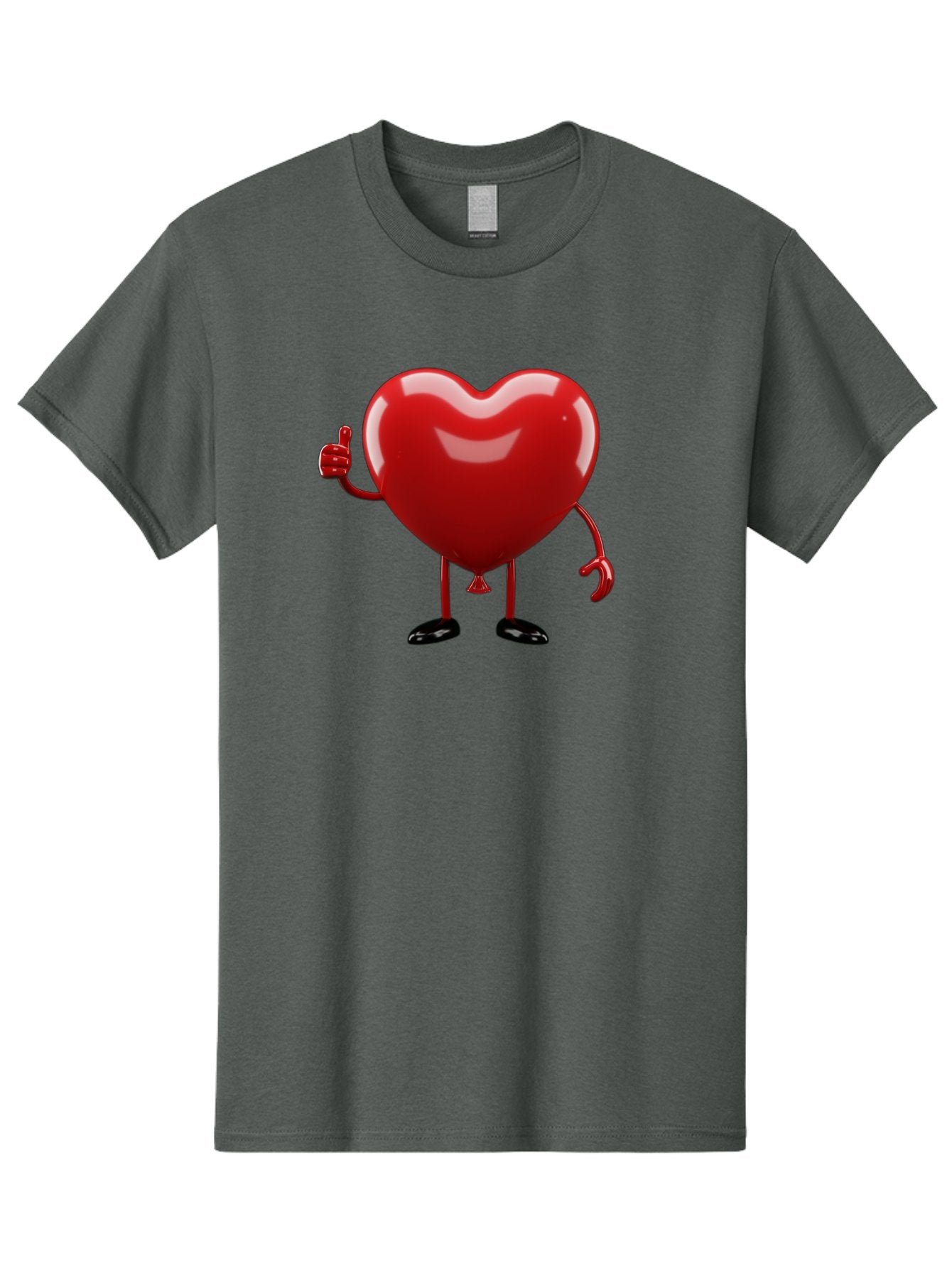 Red-Heart-Character-2 Men'S Graphic Tee, 100% Cotton, Comfortable Casual Summer Wear, Machine Washable, Heart Character With Thumbs Up, Red Heart, Love Symbol, Cartoon Heart, Happiness, Heart Shape, Love Icon, Positive Gesture, Bae250 14