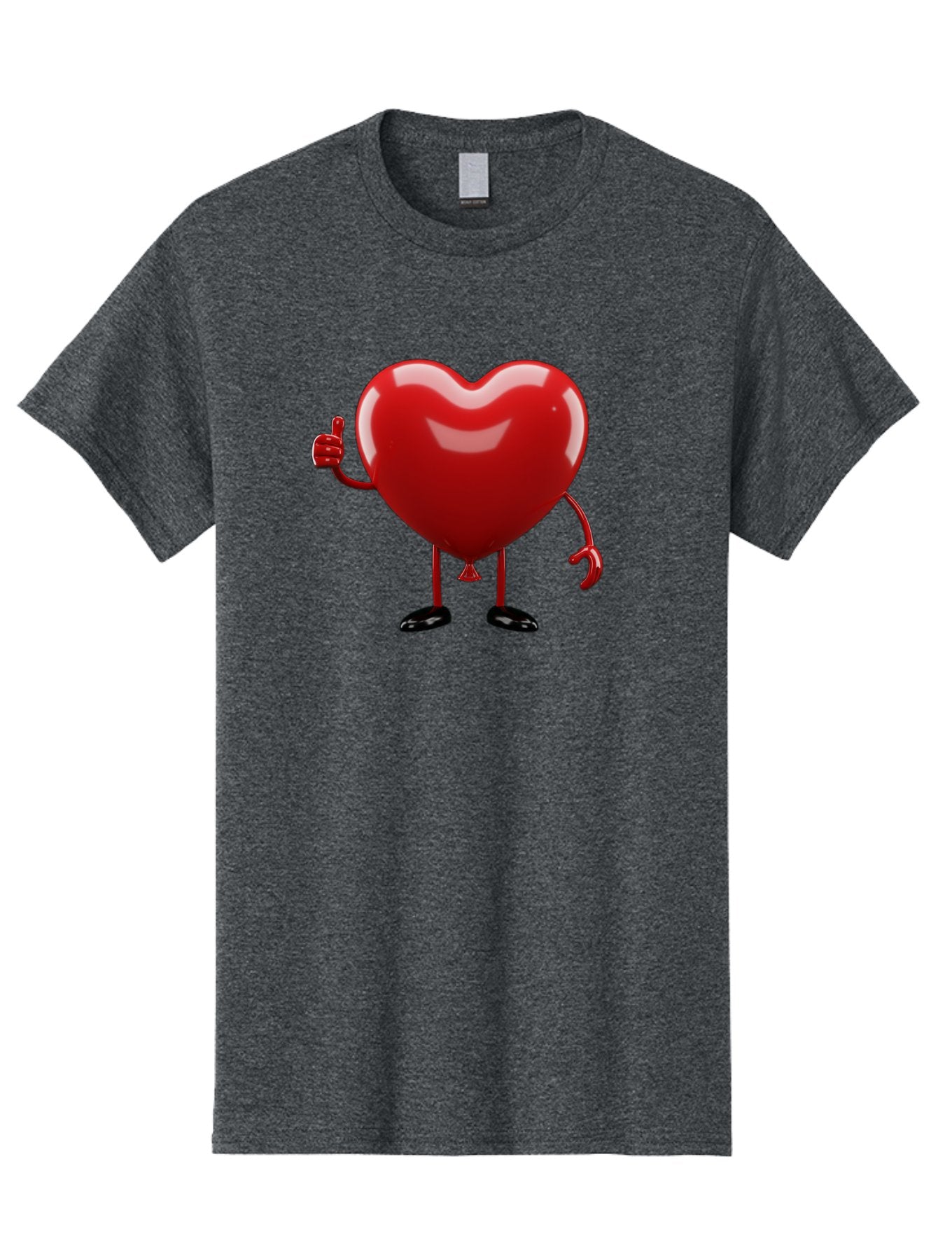 Red-Heart-Character-2 Men'S Graphic Tee, 100% Cotton, Comfortable Casual Summer Wear, Machine Washable, Heart Character With Thumbs Up, Red Heart, Love Symbol, Cartoon Heart, Happiness, Heart Shape, Love Icon, Positive Gesture, Bae250 13