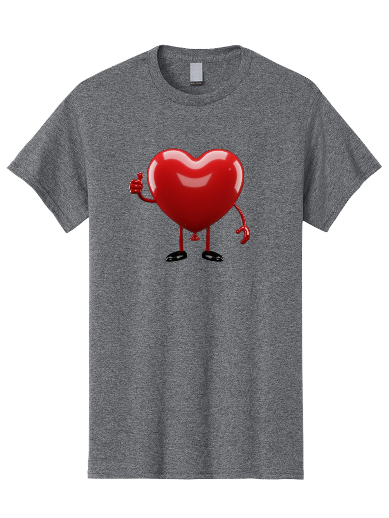 Red-Heart-Character-2 Men'S Graphic Tee, 100% Cotton, Comfortable Casual Summer Wear, Machine Washable, Heart Character With Thumbs Up, Red Heart, Love Symbol, Cartoon Heart, Happiness, Heart Shape, Love Icon, Positive Gesture, Bae250