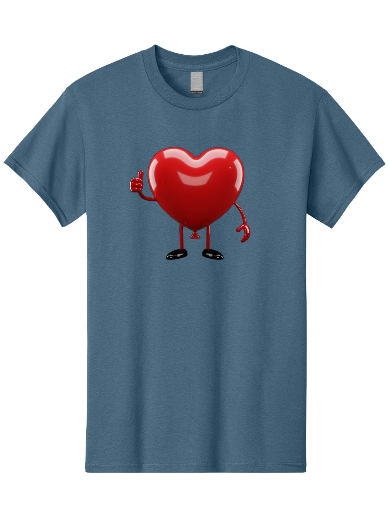 Red-Heart-Character-2 Men'S Graphic Tee, 100% Cotton, Comfortable Casual Summer Wear, Machine Washable, Heart Character With Thumbs Up, Red Heart, Love Symbol, Cartoon Heart, Happiness, Heart Shape, Love Icon, Positive Gesture, Bae250 4