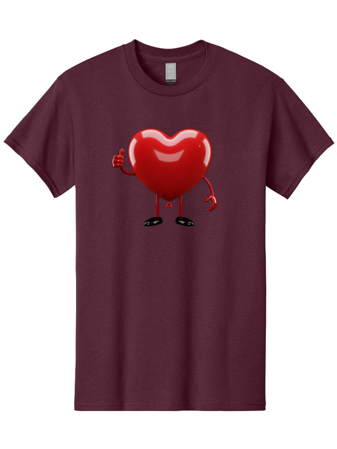 Red-Heart-Character-2 Men'S Graphic Tee, 100% Cotton, Comfortable Casual Summer Wear, Machine Washable, Heart Character With Thumbs Up, Red Heart, Love Symbol, Cartoon Heart, Happiness, Heart Shape, Love Icon, Positive Gesture, Bae250 7