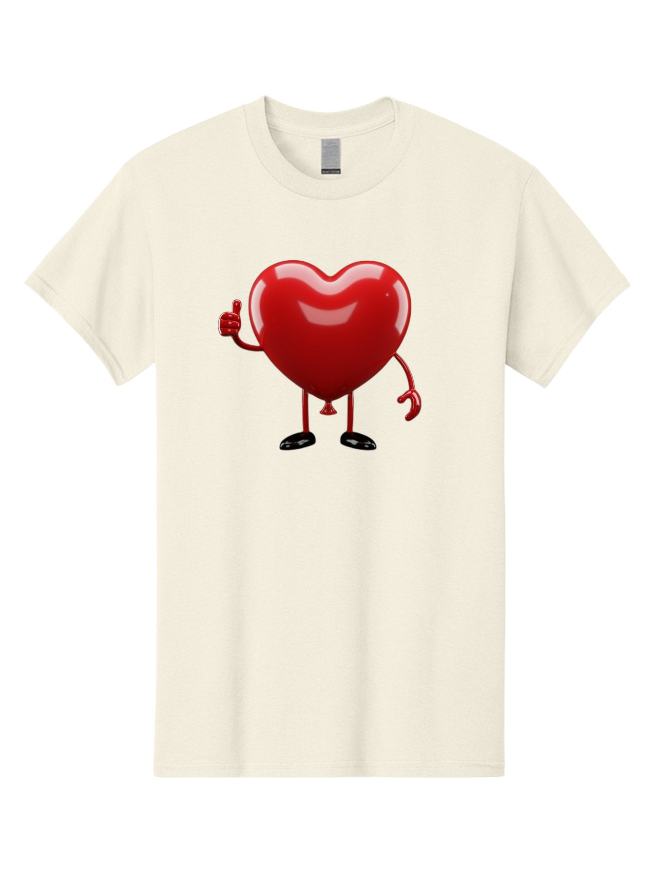 Red-Heart-Character-2 Men'S Graphic Tee, 100% Cotton, Comfortable Casual Summer Wear, Machine Washable, Heart Character With Thumbs Up, Red Heart, Love Symbol, Cartoon Heart, Happiness, Heart Shape, Love Icon, Positive Gesture, Bae250