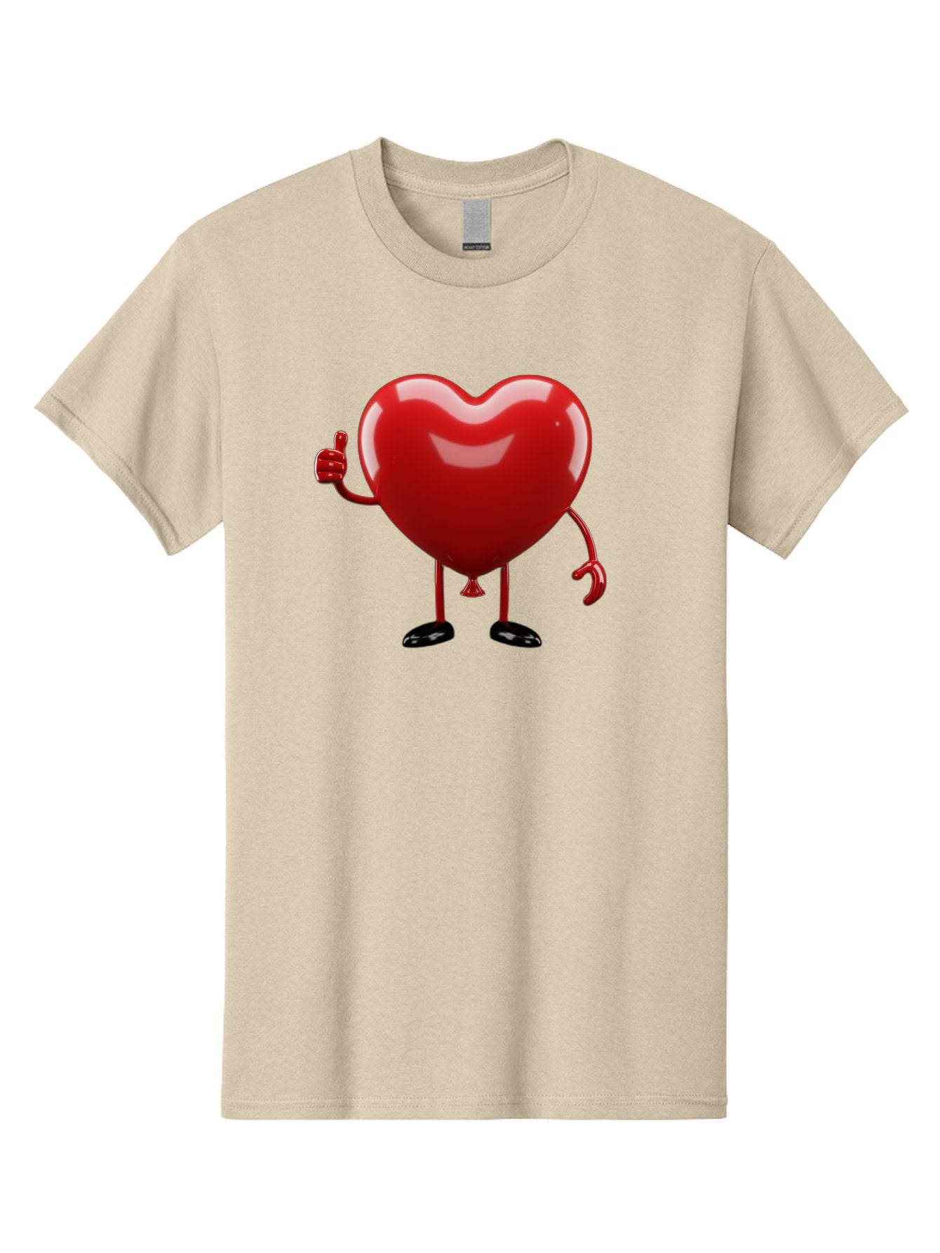 Red-Heart-Character-2 Men'S Graphic Tee, 100% Cotton, Comfortable Casual Summer Wear, Machine Washable, Heart Character With Thumbs Up, Red Heart, Love Symbol, Cartoon Heart, Happiness, Heart Shape, Love Icon, Positive Gesture, Bae250 9