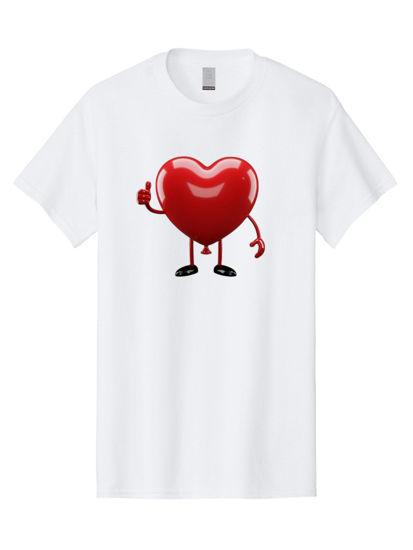 Red-Heart-Character-2 Men'S Graphic Tee, 100% Cotton, Comfortable Casual Summer Wear, Machine Washable, Heart Character With Thumbs Up, Red Heart, Love Symbol, Cartoon Heart, Happiness, Heart Shape, Love Icon, Positive Gesture, Bae250 6