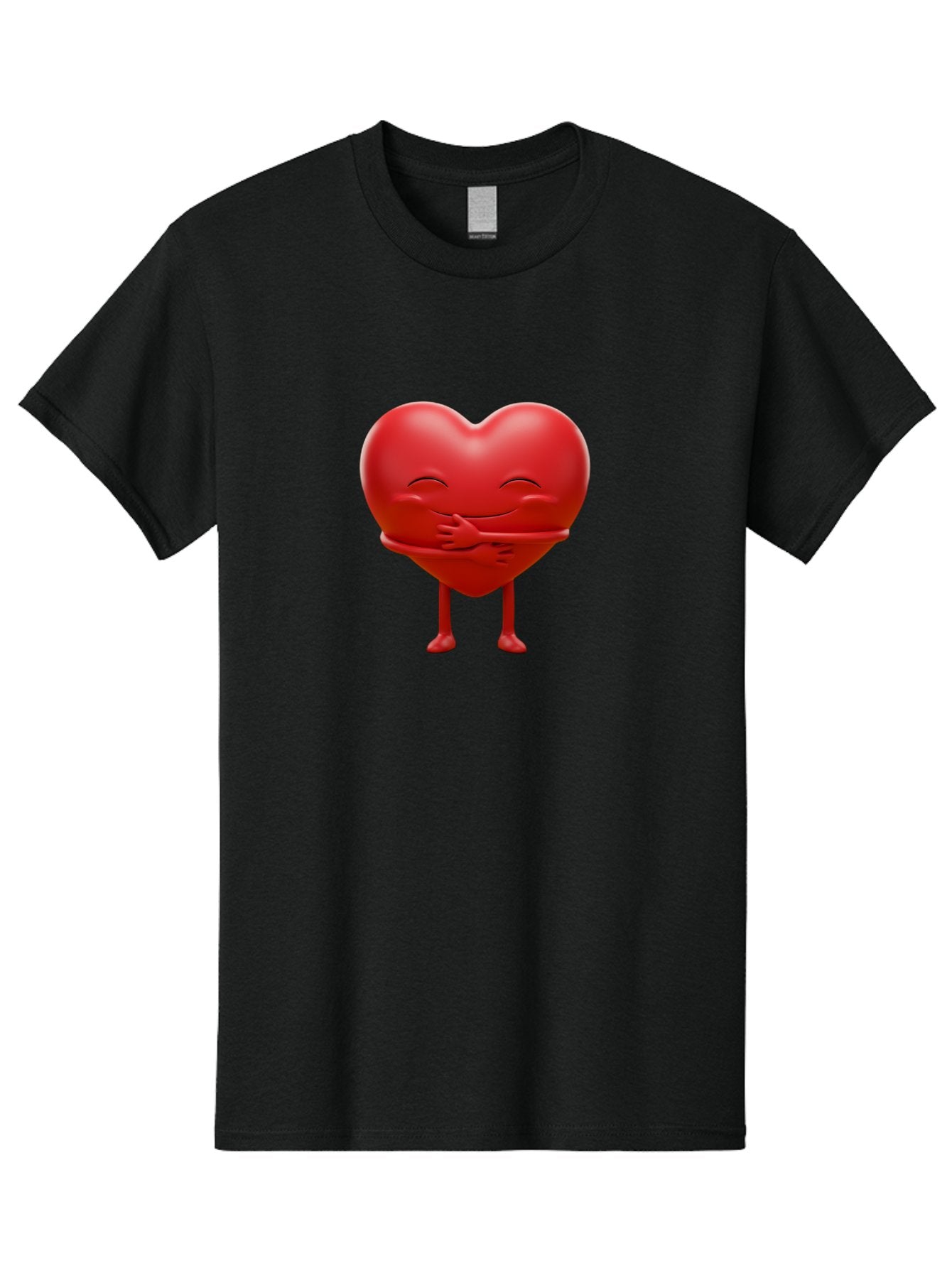 Red-Heart-Character Men'S Graphic Tee, 100% Cotton, Comfortable Casual Summer Wear, Machine Washable, Cartoon Heart Character, Heart Touching Hand, Happy Heart, Heart Smiling Face, Cute Cartoon Character, Heart With Legs, Bae251 11