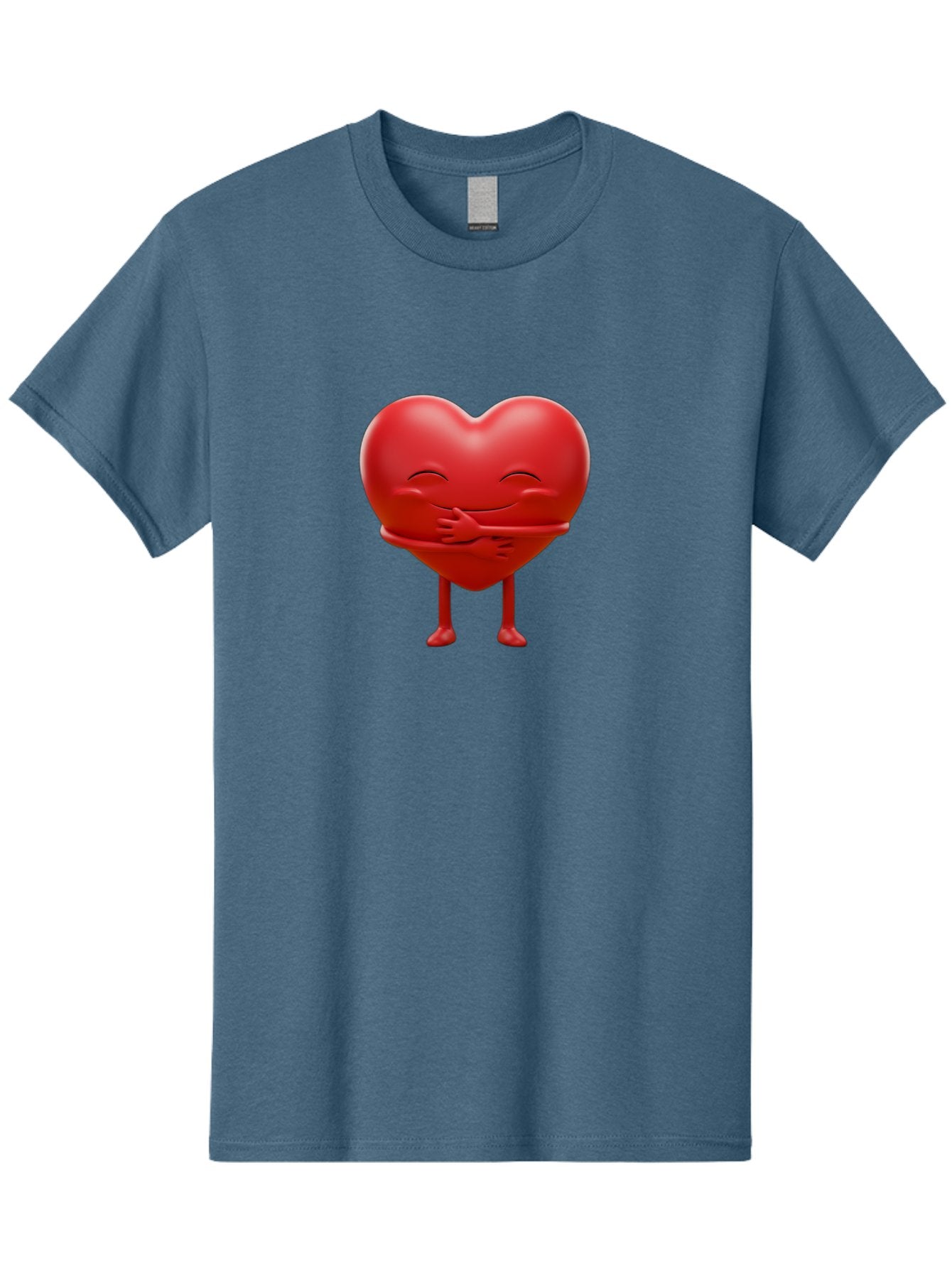 Red-Heart-Character Men'S Graphic Tee, 100% Cotton, Comfortable Casual Summer Wear, Machine Washable, Cartoon Heart Character, Heart Touching Hand, Happy Heart, Heart Smiling Face, Cute Cartoon Character, Heart With Legs, Bae251 10