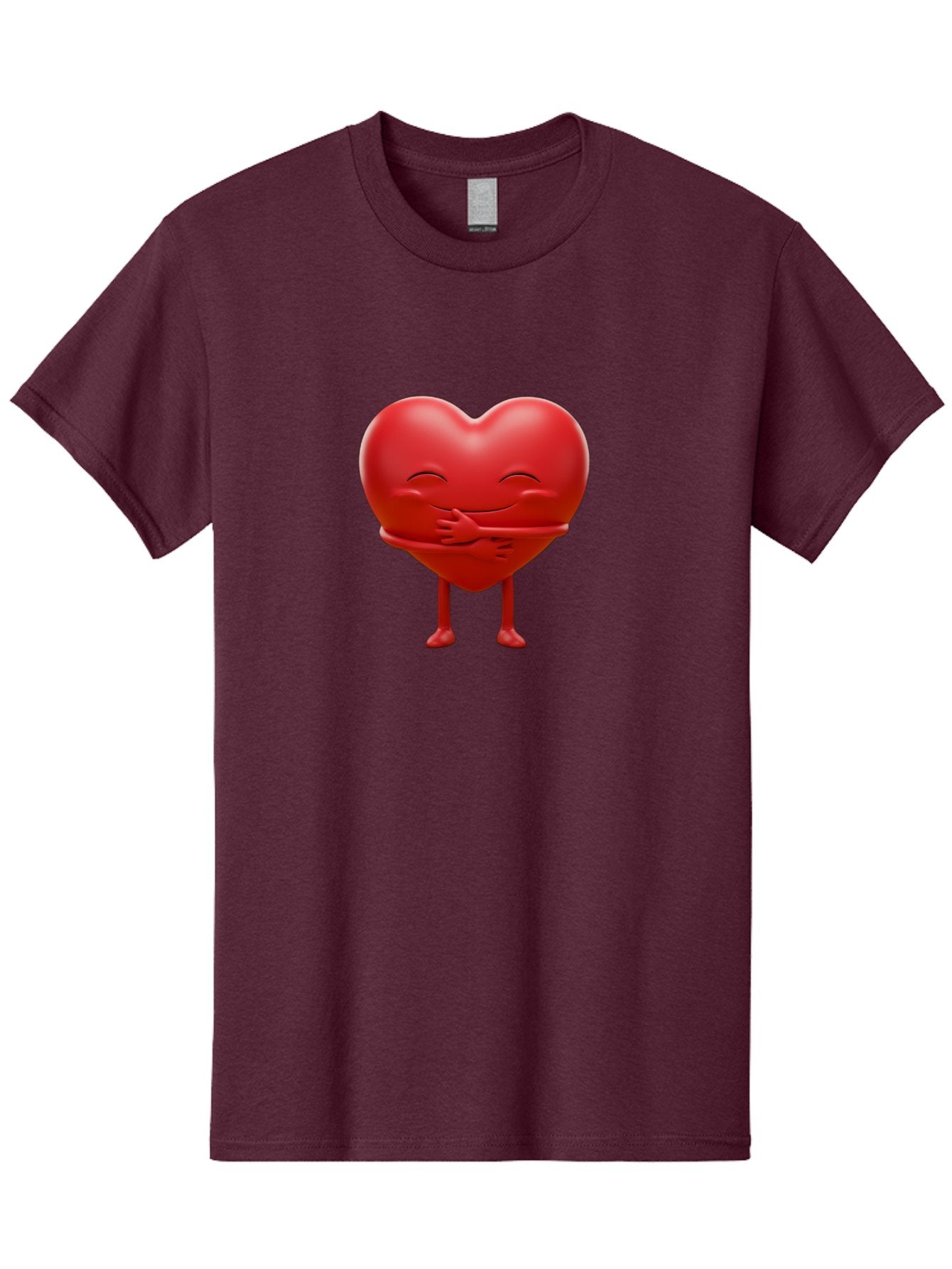 Red-Heart-Character Men'S Graphic Tee, 100% Cotton, Comfortable Casual Summer Wear, Machine Washable, Cartoon Heart Character, Heart Touching Hand, Happy Heart, Heart Smiling Face, Cute Cartoon Character, Heart With Legs, Bae251 3