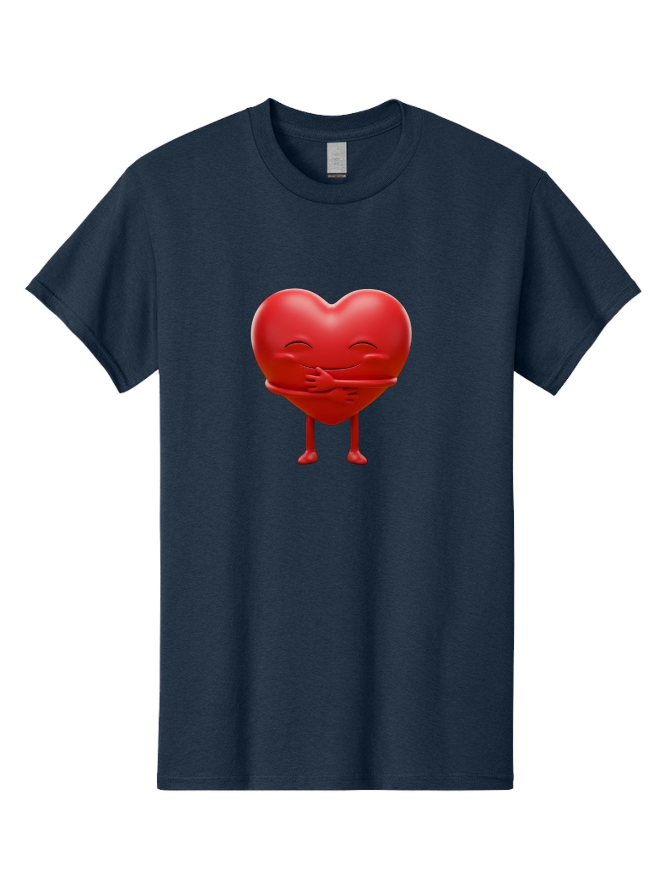 Red-Heart-Character Men'S Graphic Tee, 100% Cotton, Comfortable Casual Summer Wear, Machine Washable, Cartoon Heart Character, Heart Touching Hand, Happy Heart, Heart Smiling Face, Cute Cartoon Character, Heart With Legs, Bae251 12
