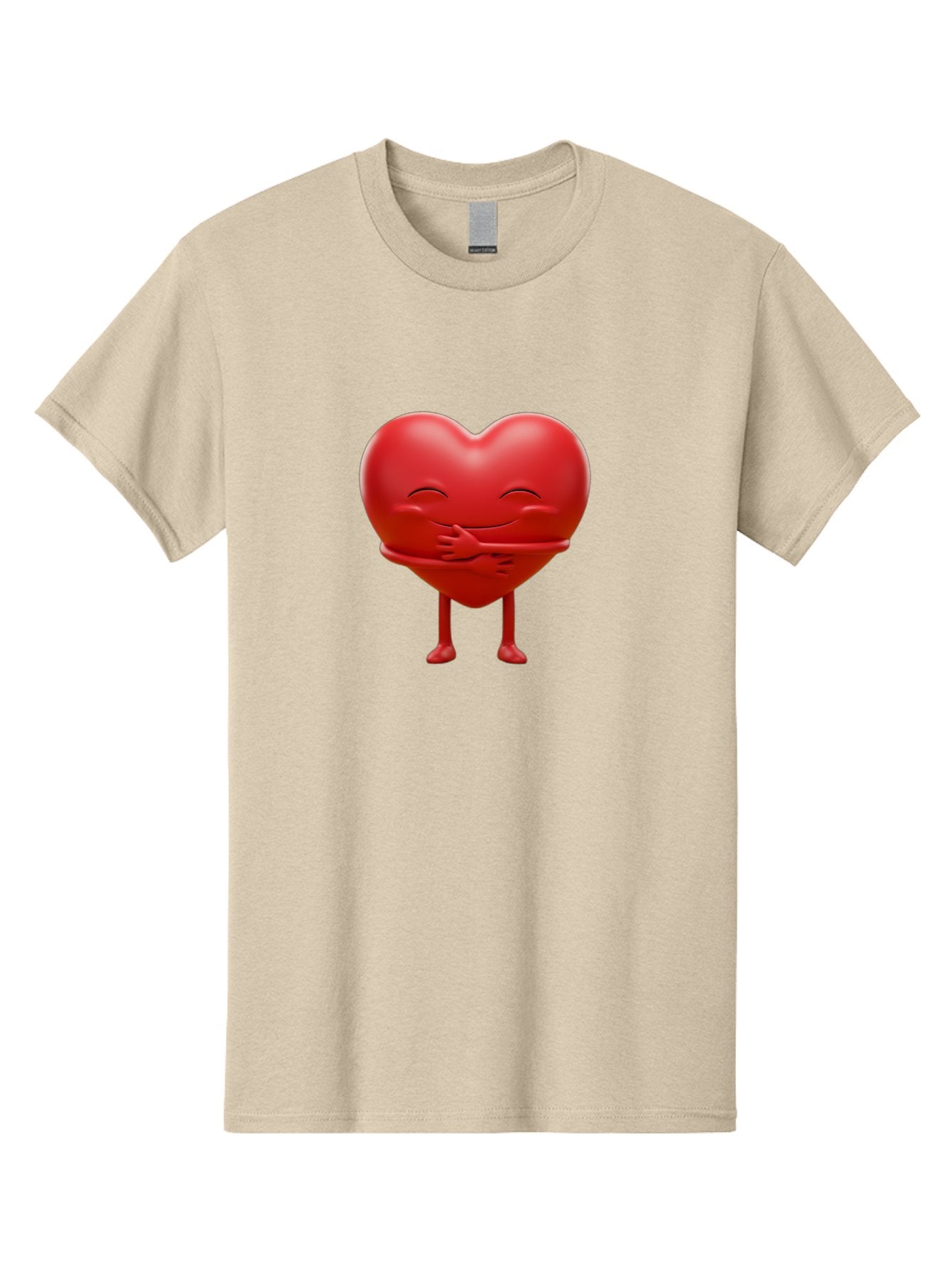 Red-Heart-Character Men'S Graphic Tee, 100% Cotton, Comfortable Casual Summer Wear, Machine Washable, Cartoon Heart Character, Heart Touching Hand, Happy Heart, Heart Smiling Face, Cute Cartoon Character, Heart With Legs, Bae251 14