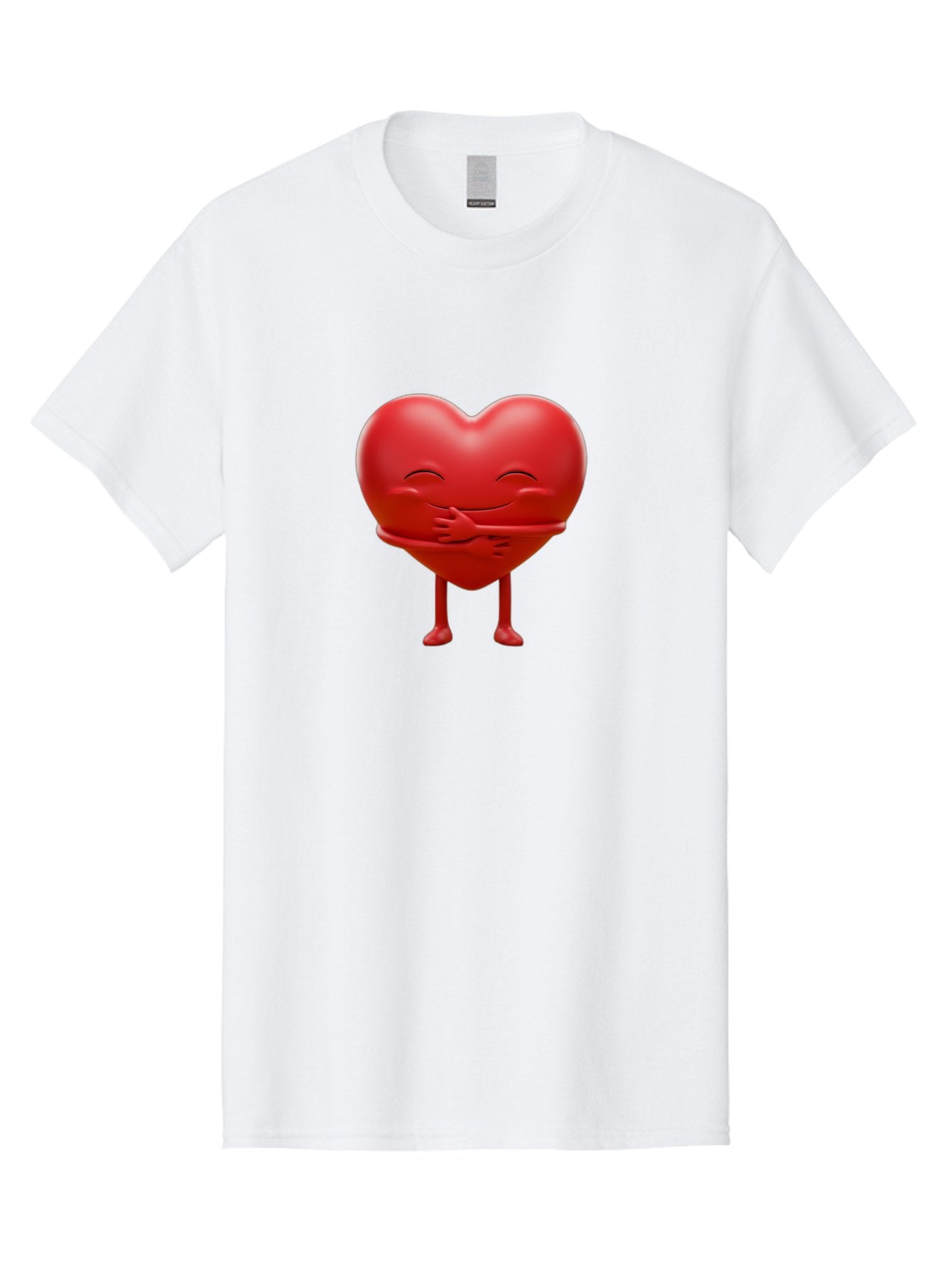 Red-Heart-Character Men'S Graphic Tee, 100% Cotton, Comfortable Casual Summer Wear, Machine Washable, Cartoon Heart Character, Heart Touching Hand, Happy Heart, Heart Smiling Face, Cute Cartoon Character, Heart With Legs, Bae251 5