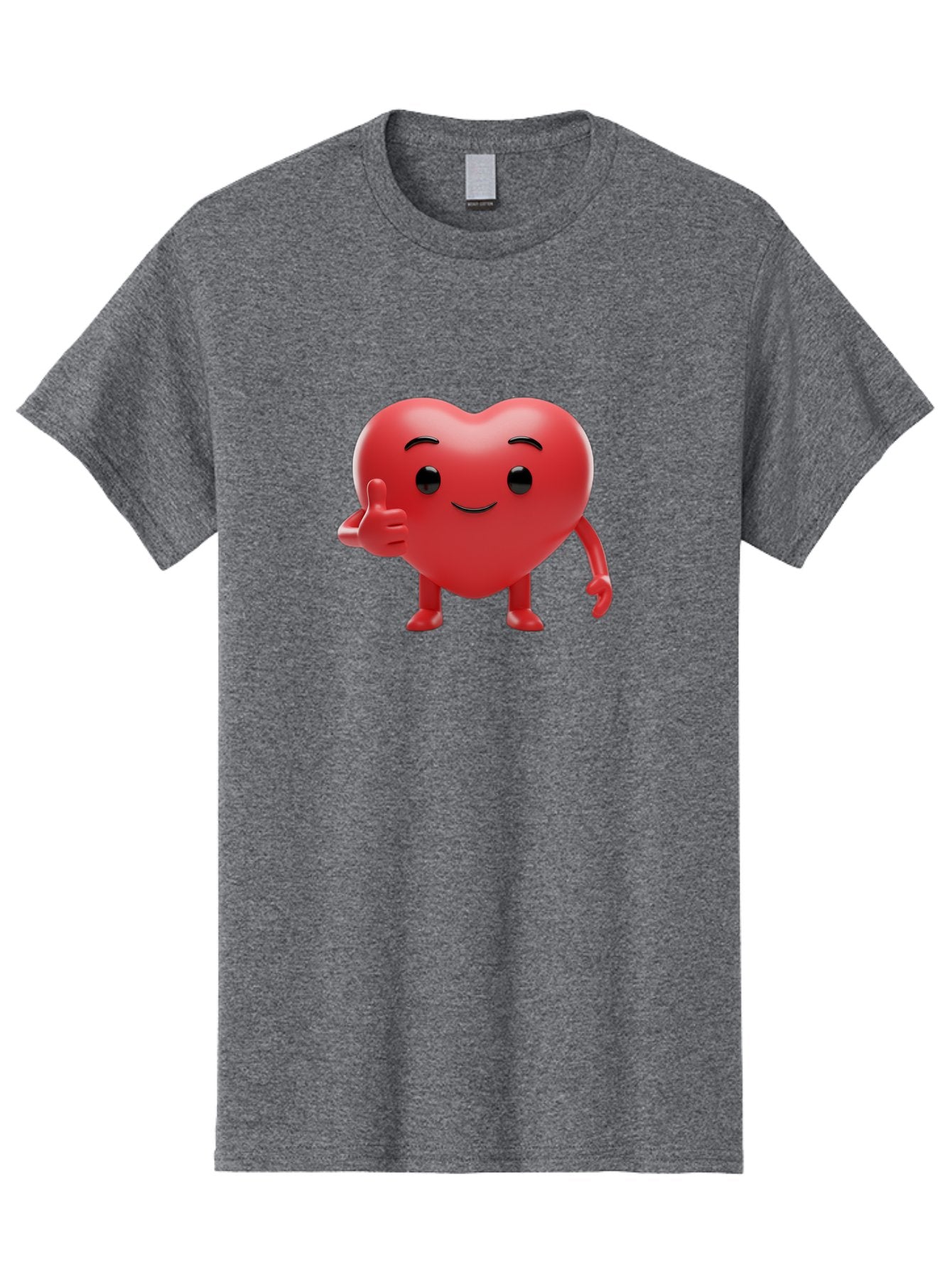 Red-Heart-Emoji Men'S Graphic Tee, 100% Cotton, Comfortable Casual Summer Wear, Machine Washable, Red Heart Character, Cartoon Heart, Heart With Arms And Legs, Thumbs Up Heart, Smiling Heart, Happy Heart, 3D Heart Character, Cute Heart Mascot Bae252 5