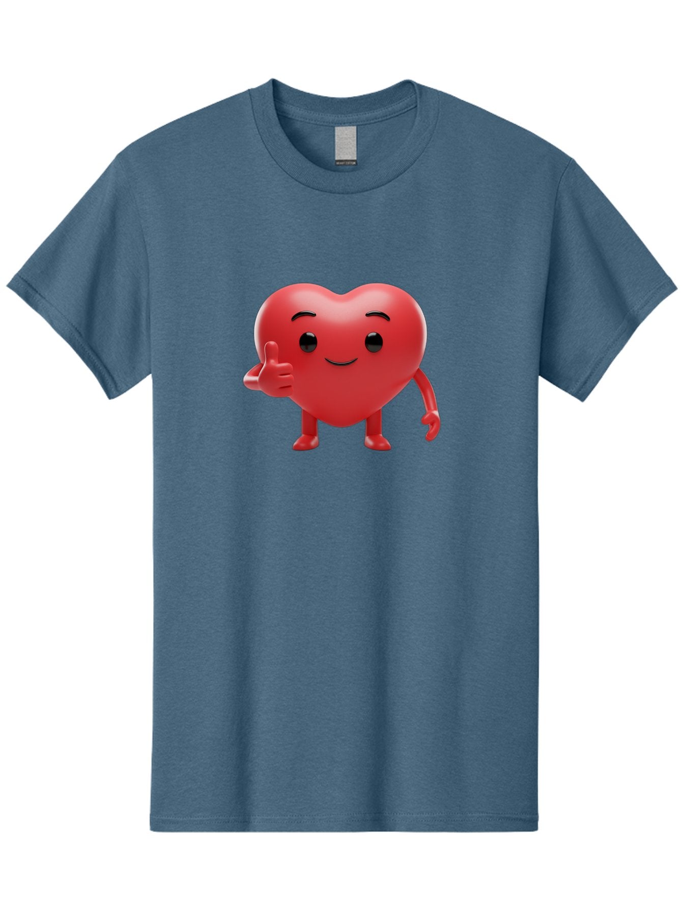 Red-Heart-Emoji Men'S Graphic Tee, 100% Cotton, Comfortable Casual Summer Wear, Machine Washable, Red Heart Character, Cartoon Heart, Heart With Arms And Legs, Thumbs Up Heart, Smiling Heart, Happy Heart, 3D Heart Character, Cute Heart Mascot Bae252 14