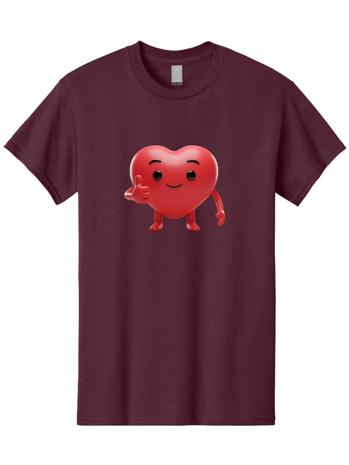 Red-Heart-Emoji Men'S Graphic Tee, 100% Cotton, Comfortable Casual Summer Wear, Machine Washable, Red Heart Character, Cartoon Heart, Heart With Arms And Legs, Thumbs Up Heart, Smiling Heart, Happy Heart, 3D Heart Character, Cute Heart Mascot Bae252