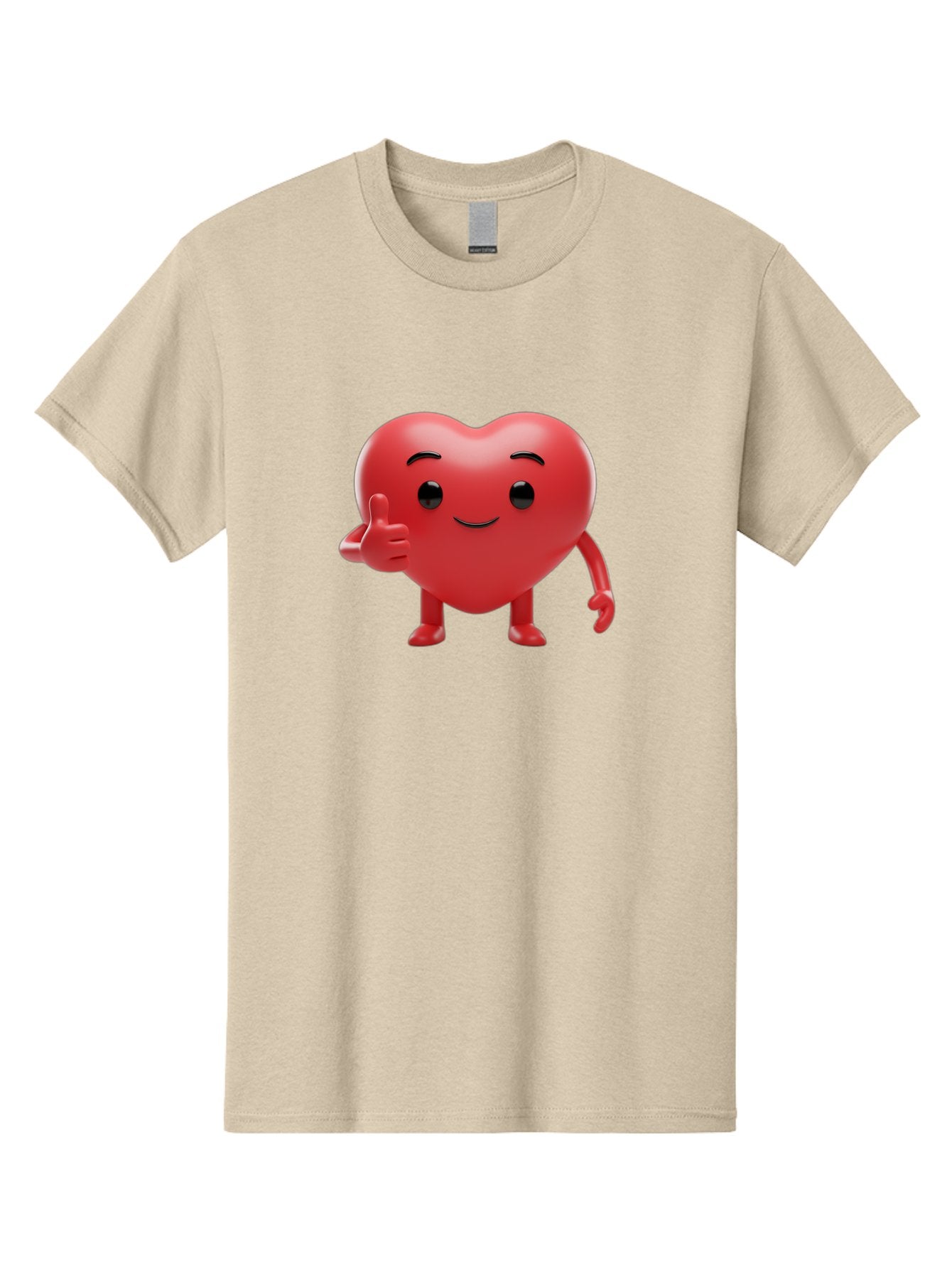 Red-Heart-Emoji Men'S Graphic Tee, 100% Cotton, Comfortable Casual Summer Wear, Machine Washable, Red Heart Character, Cartoon Heart, Heart With Arms And Legs, Thumbs Up Heart, Smiling Heart, Happy Heart, 3D Heart Character, Cute Heart Mascot Bae252 12