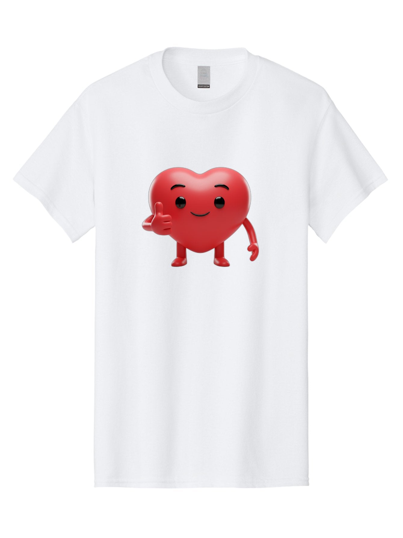 Red-Heart-Emoji Men'S Graphic Tee, 100% Cotton, Comfortable Casual Summer Wear, Machine Washable, Red Heart Character, Cartoon Heart, Heart With Arms And Legs, Thumbs Up Heart, Smiling Heart, Happy Heart, 3D Heart Character, Cute Heart Mascot Bae252 4