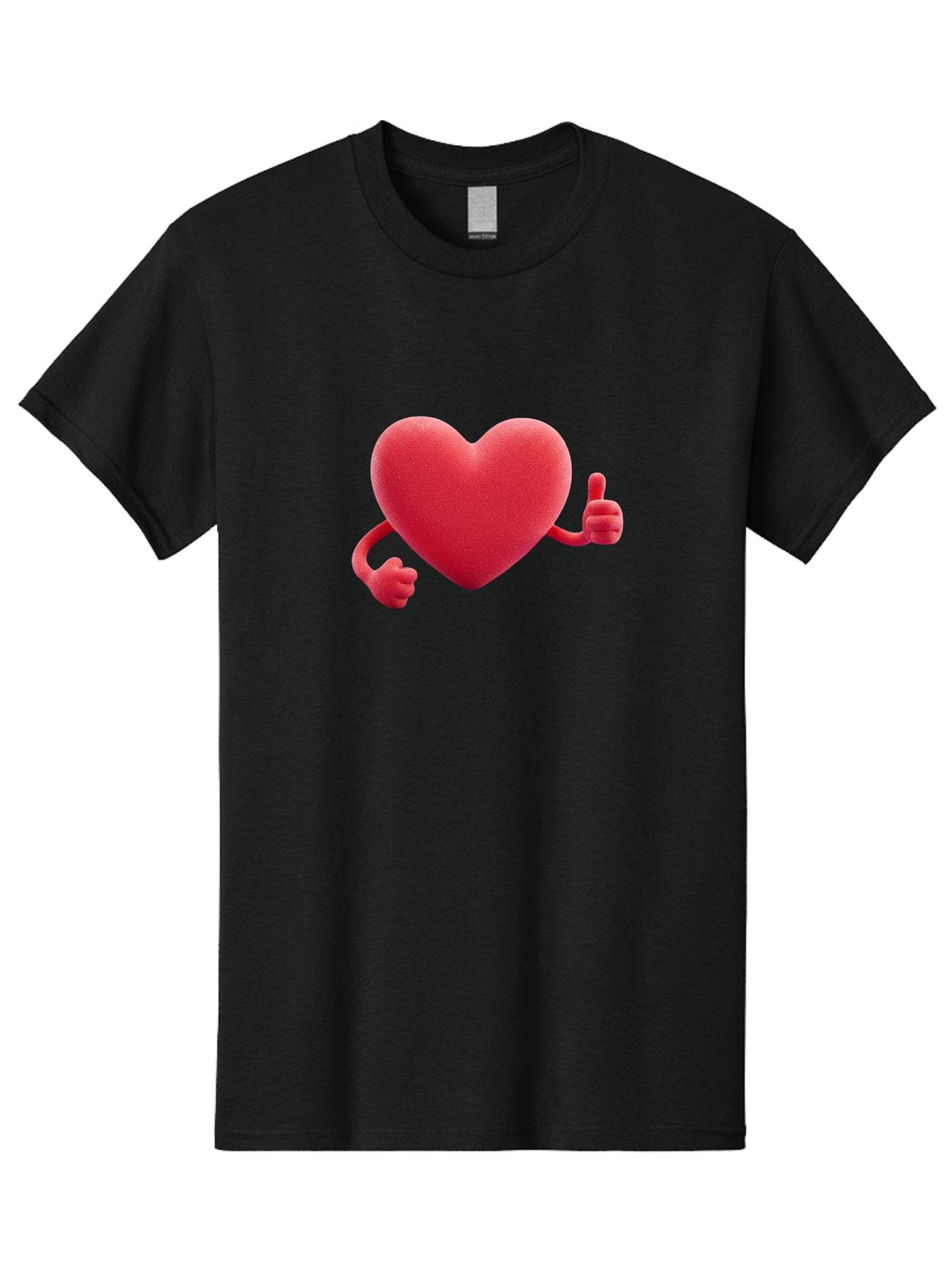 Red-Heart Men'S Graphic Tee, 100% Cotton, Comfortable Casual Summer Wear, Machine Washable, Red Heart Character, Thumbs Up Gesture, Cartoon Heart, Approval Symbol, Love Icon, Positivity, Heart Symbol, Cute Illustration, Heart Gesture Bae255 8