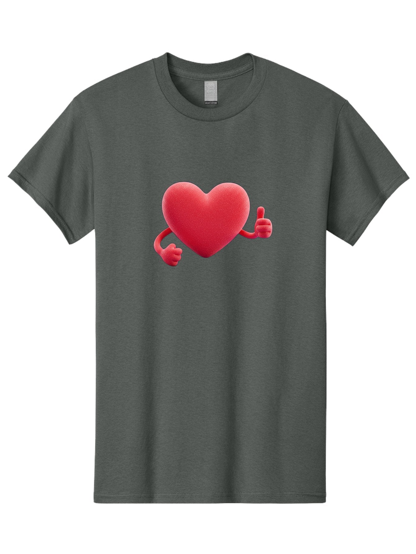 Red-Heart Men'S Graphic Tee, 100% Cotton, Comfortable Casual Summer Wear, Machine Washable, Red Heart Character, Thumbs Up Gesture, Cartoon Heart, Approval Symbol, Love Icon, Positivity, Heart Symbol, Cute Illustration, Heart Gesture Bae255 14
