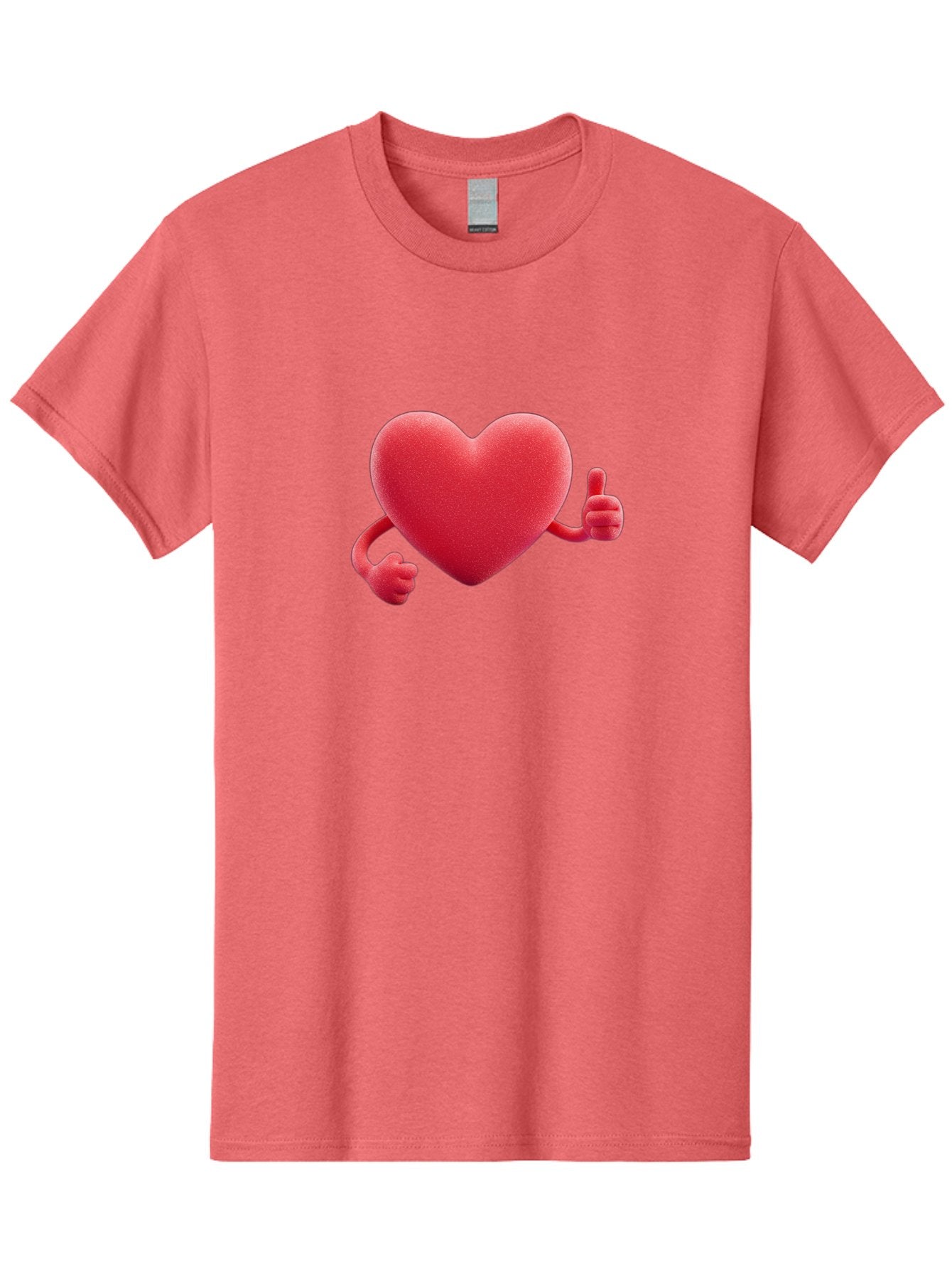 Red-Heart Men'S Graphic Tee, 100% Cotton, Comfortable Casual Summer Wear, Machine Washable, Red Heart Character, Thumbs Up Gesture, Cartoon Heart, Approval Symbol, Love Icon, Positivity, Heart Symbol, Cute Illustration, Heart Gesture Bae255 9