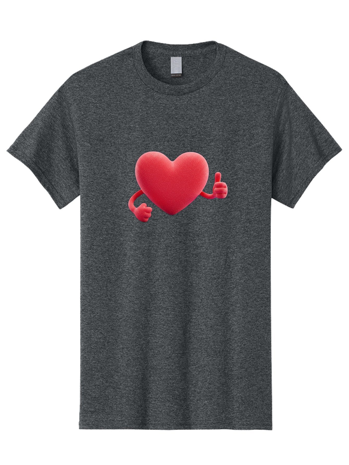 Red-Heart Men'S Graphic Tee, 100% Cotton, Comfortable Casual Summer Wear, Machine Washable, Red Heart Character, Thumbs Up Gesture, Cartoon Heart, Approval Symbol, Love Icon, Positivity, Heart Symbol, Cute Illustration, Heart Gesture Bae255 4