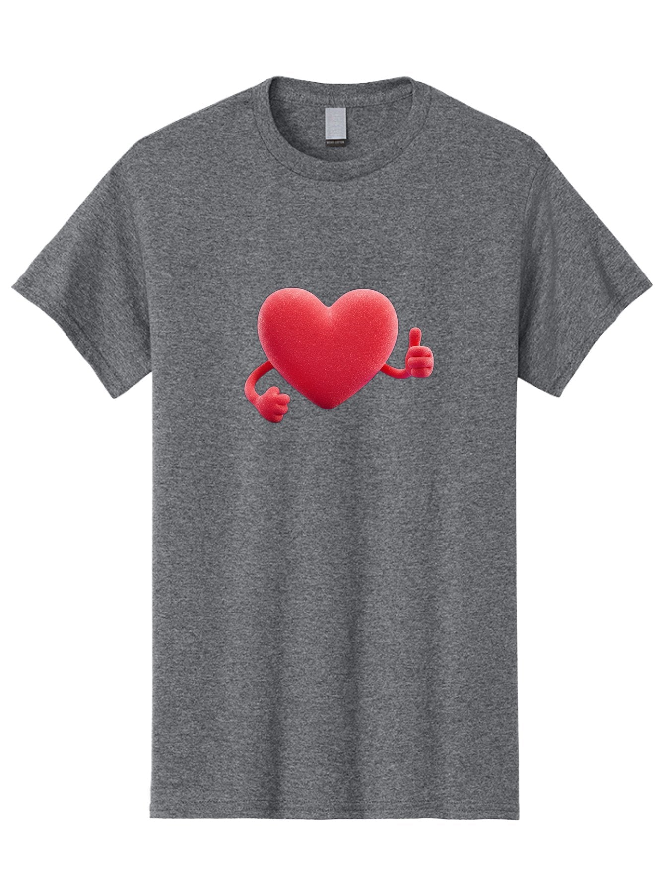 Red-Heart Men'S Graphic Tee, 100% Cotton, Comfortable Casual Summer Wear, Machine Washable, Red Heart Character, Thumbs Up Gesture, Cartoon Heart, Approval Symbol, Love Icon, Positivity, Heart Symbol, Cute Illustration, Heart Gesture Bae255